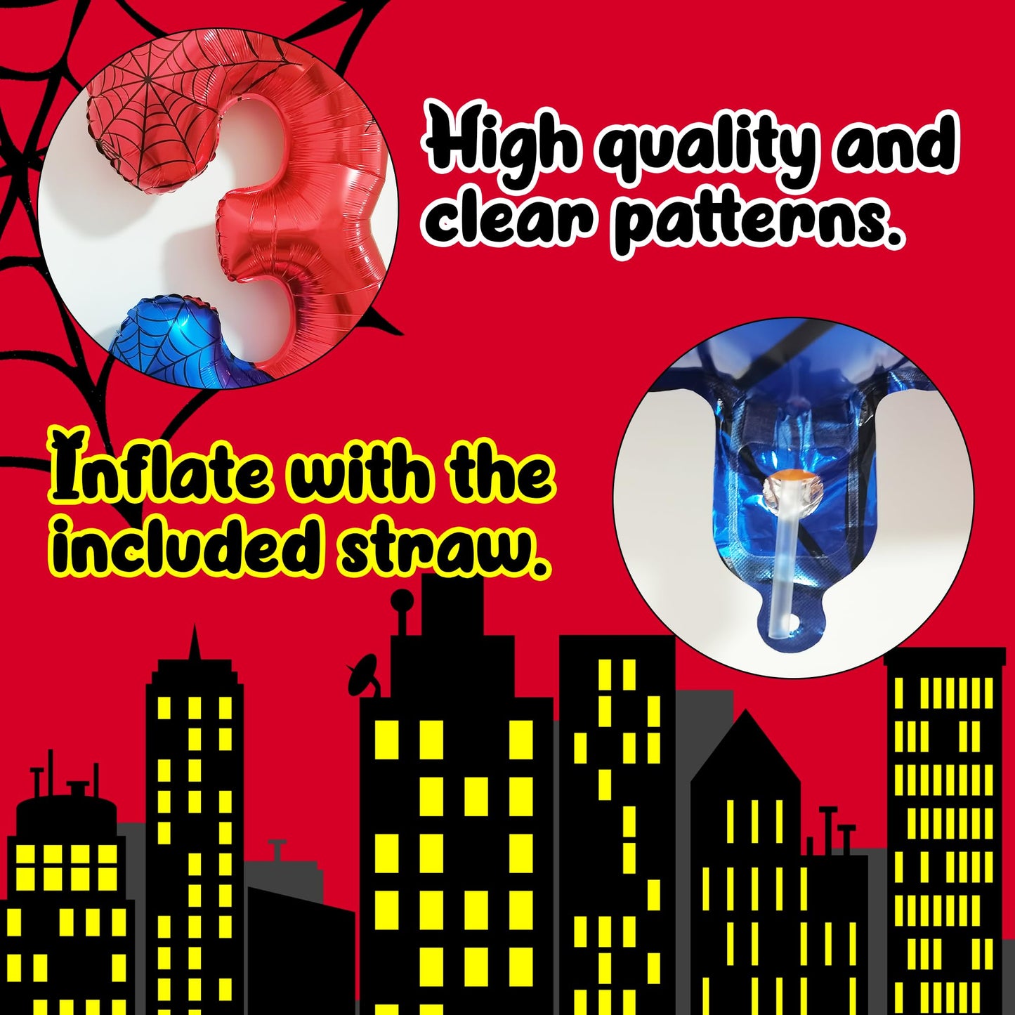 SIXONEAIEN 40-Inch Giant Spider Number 3 Balloon – Large Foil Party Decor for Kids' Birthdays