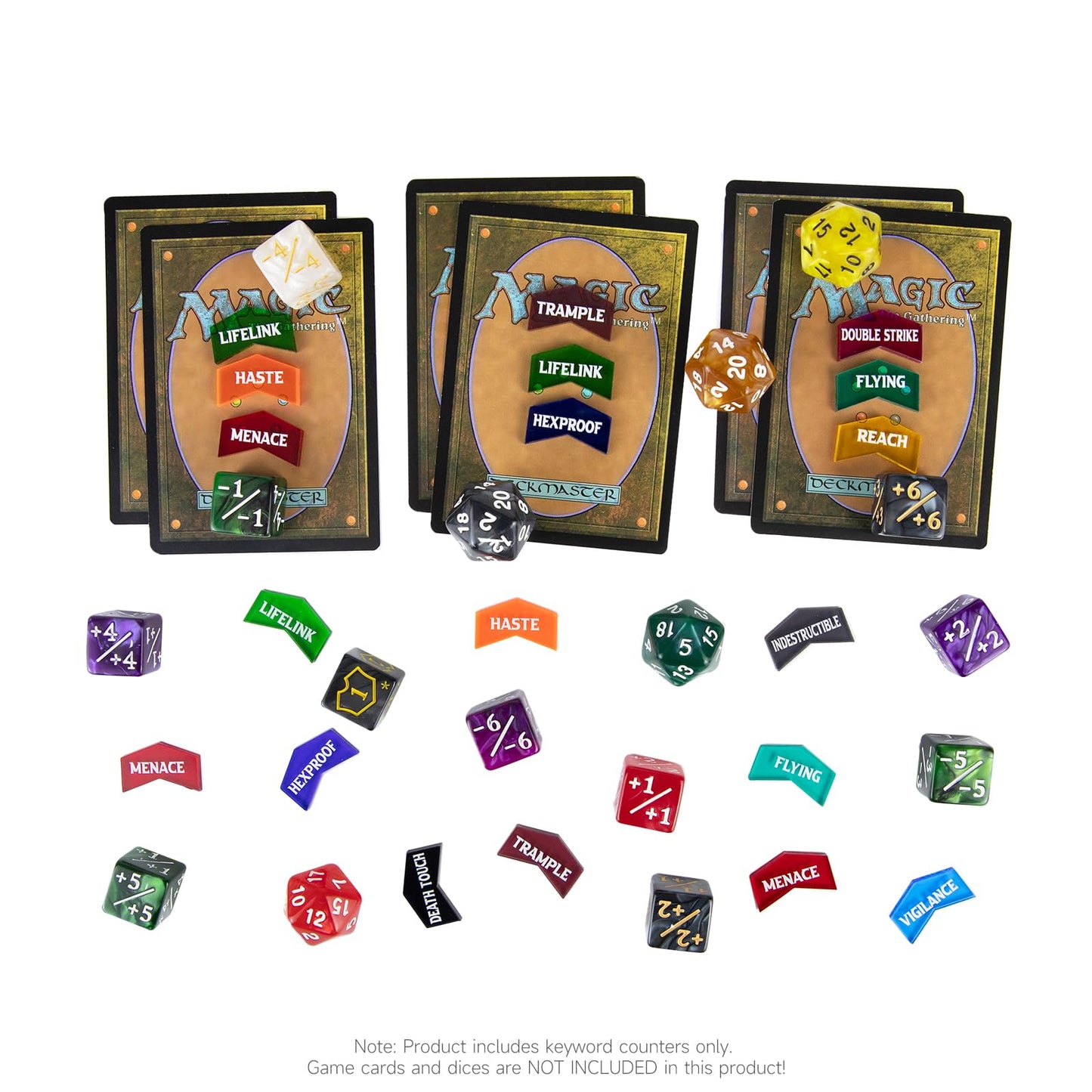 SIXPOINTS 130-Piece MTG Counter Dice Set – Life Counters, Tokens & D20 Dice
