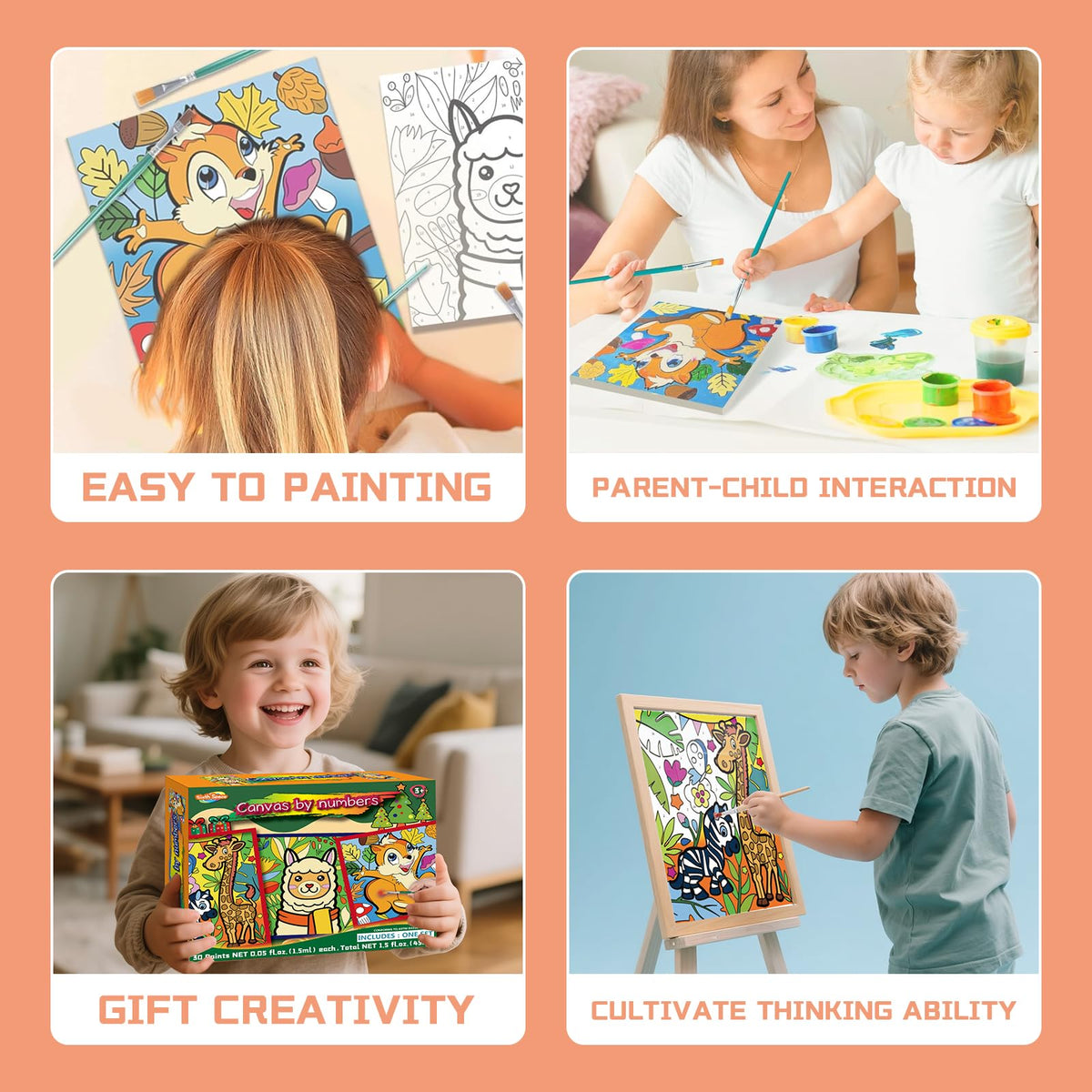 Sixth Space Paint by Numbers Kit for Kids 4-8 — Framed Canvas, 30 Paint Pots, 5 Brushes
