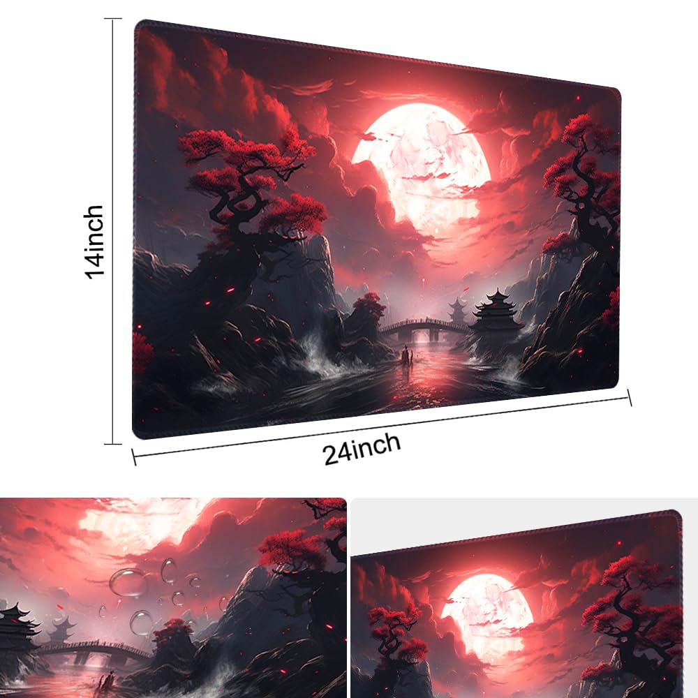 SIXTORE Blood Moon Secrets MTG Playmat 24x14in – Non-Slip Surface for MTG/OCG/TCG