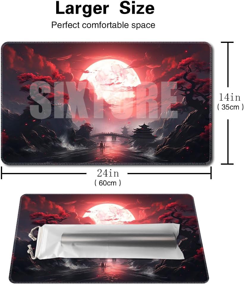 SIXTORE Blood Moon Secrets MTG Playmat 24x14in – Non-Slip Surface for MTG/OCG/TCG