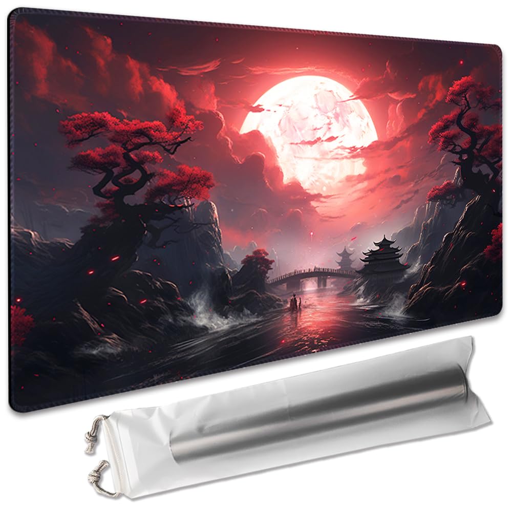 SIXTORE Blood Moon Secrets MTG Playmat 24x14in – Non-Slip Surface for MTG/OCG/TCG