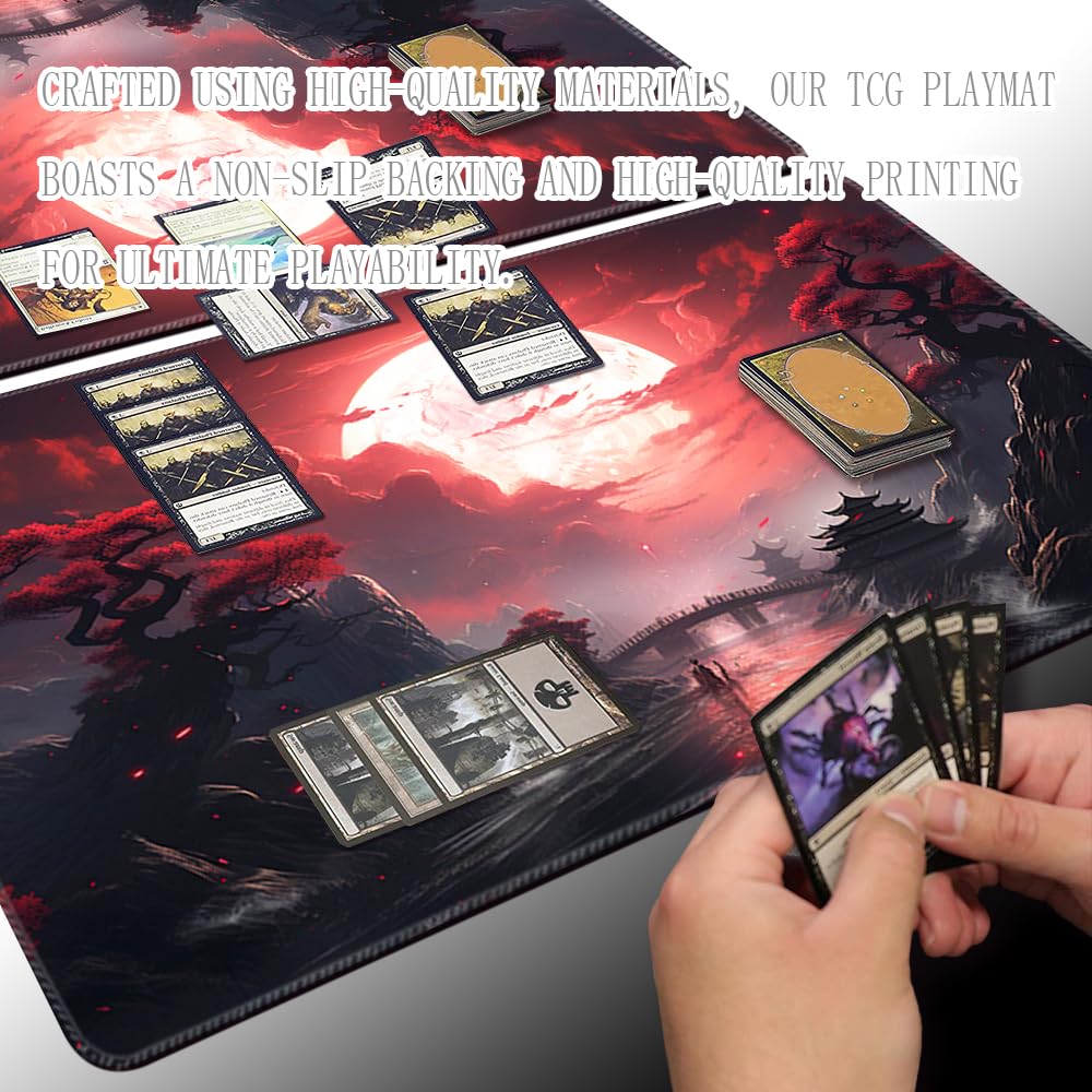 SIXTORE Blood Moon Secrets MTG Playmat 24x14in – Non-Slip Surface for MTG/OCG/TCG