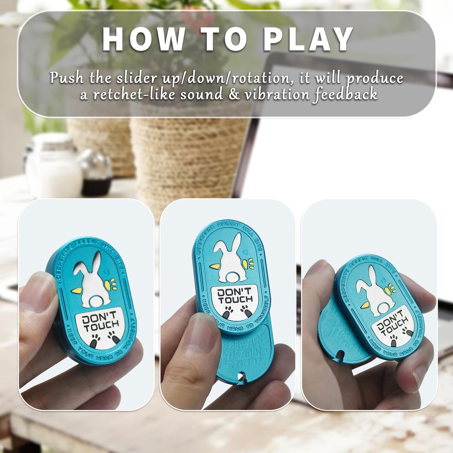 SKEDC Desperate Rabbit Fidget Slider – Aluminum Alloy, Blue, Quiet Click & Smooth Push