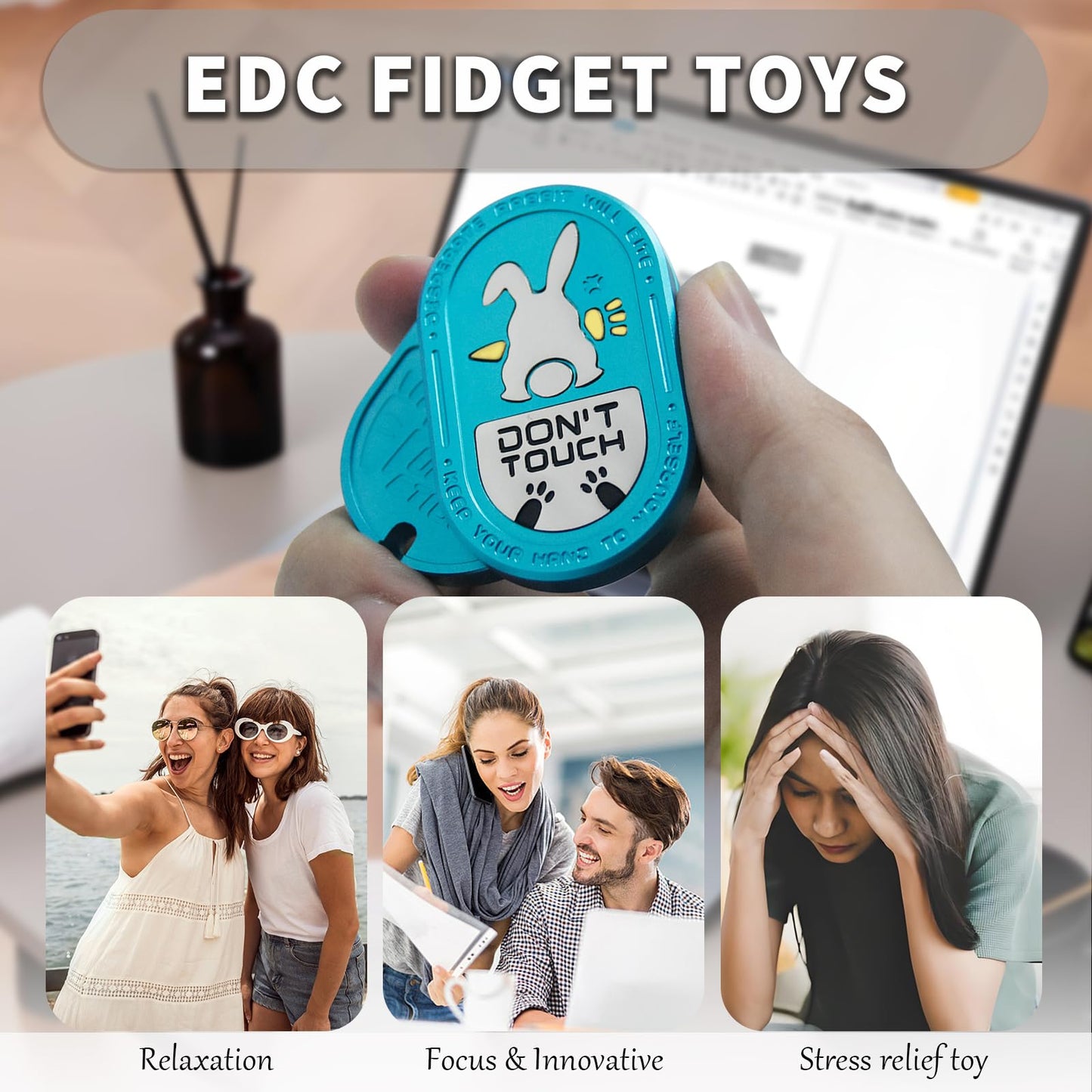 SKEDC Desperate Rabbit Fidget Slider – Aluminum Alloy, Blue, Quiet Click & Smooth Push