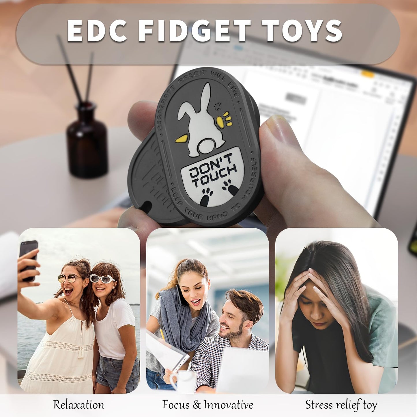 SKEDC Desperate Rabbit Fidget Slider – Aluminum Alloy EDC Toy with Mechanical Clicks (Gray)