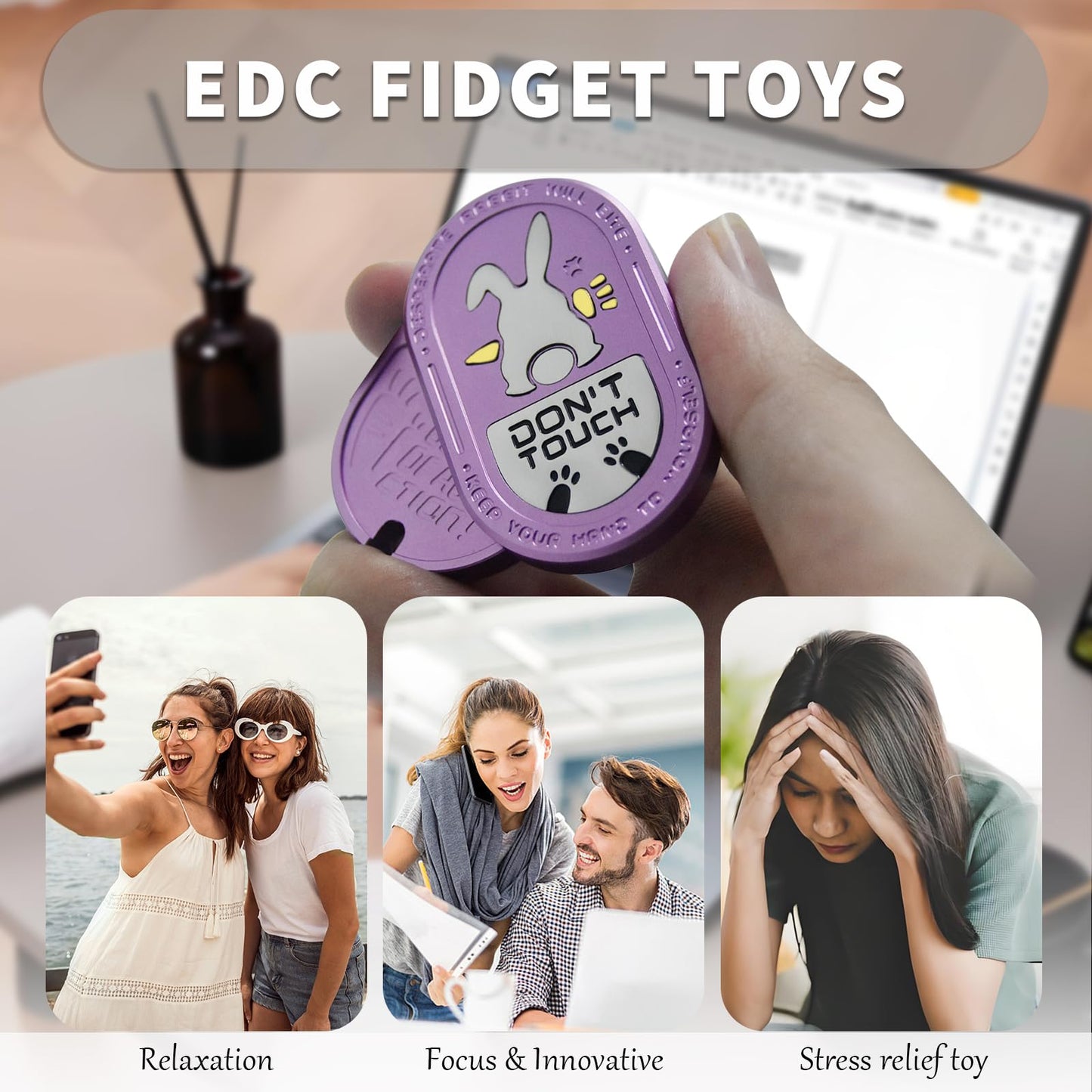 SKEDC Desperate Rabbit Fidget Slider – Aluminum Alloy EDC Toy for Adults (Purple)