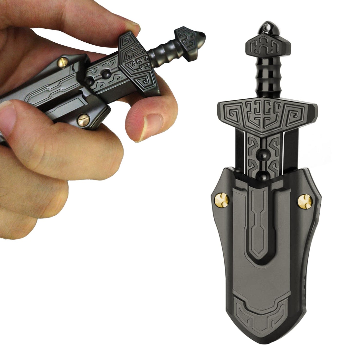 SKEDC Sword Fidget Slider – EDC Desk Toy for Focus, Anxiety Relief & Quiet Office Use (Black)