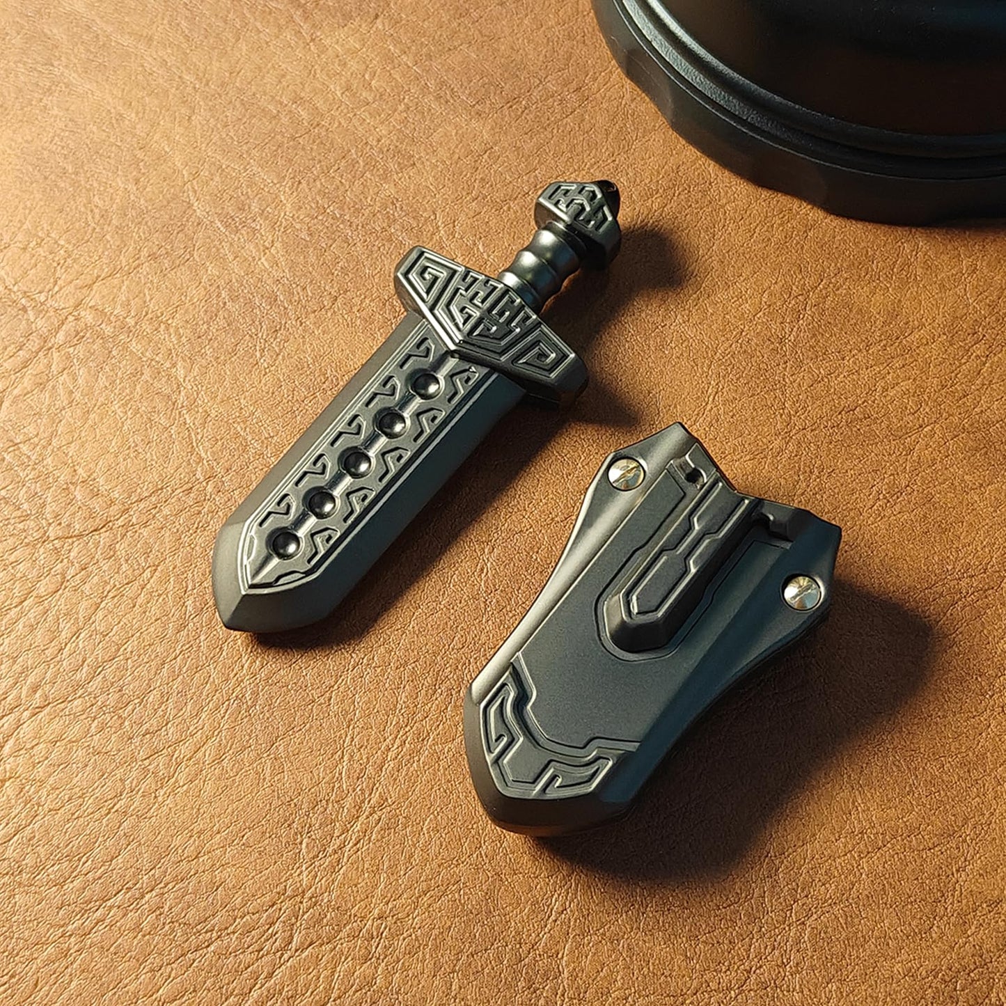 SKEDC Sword Fidget Slider – EDC Desk Toy for Focus, Anxiety Relief & Quiet Office Use (Black)