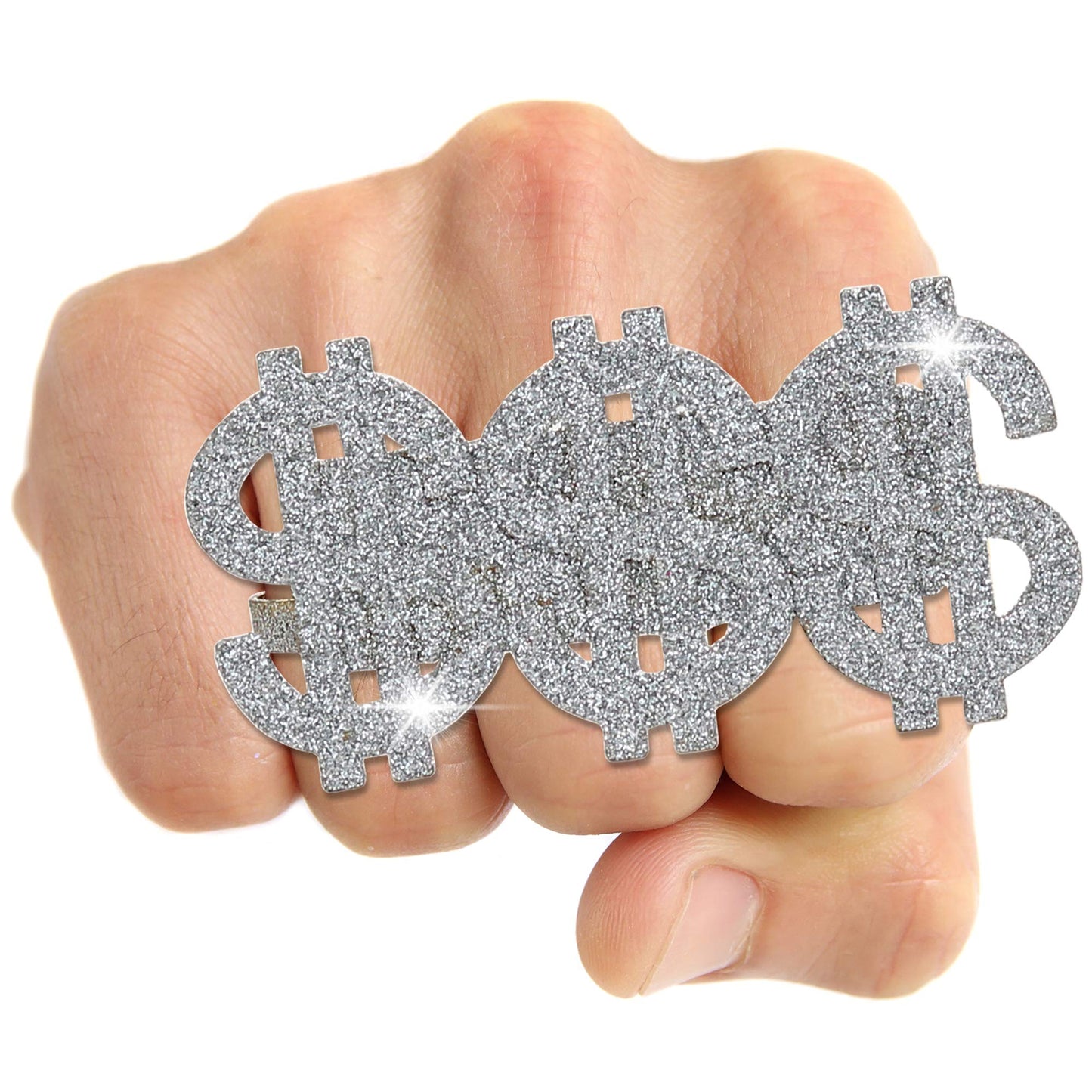 Skeleteen Dollar Sign Costume Ring – 3-Finger Gangster Ring (Adjustable)