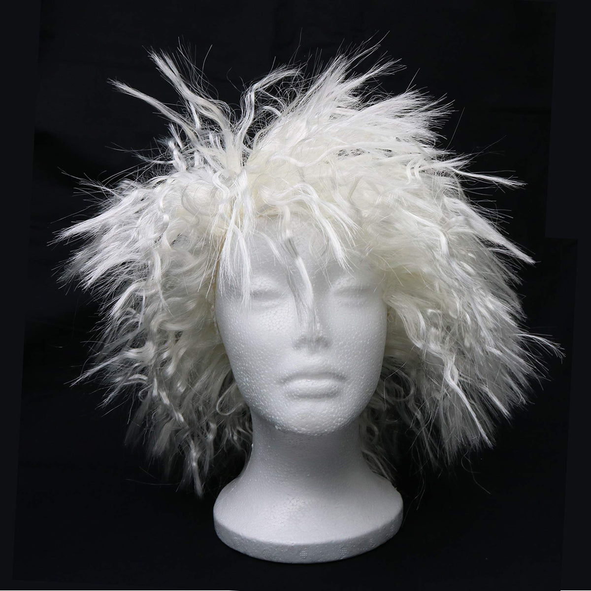 Skeleteen Mad Scientist Wig - White Curly Costume Wig for Cosplay & Halloween