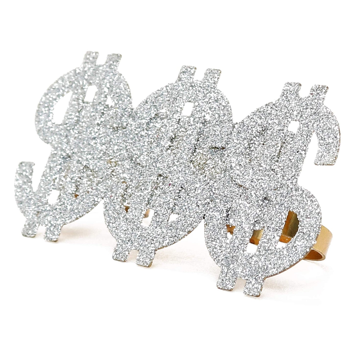 Skeleteen Dollar Sign Costume Ring – 3-Finger Gangster Ring (Adjustable)