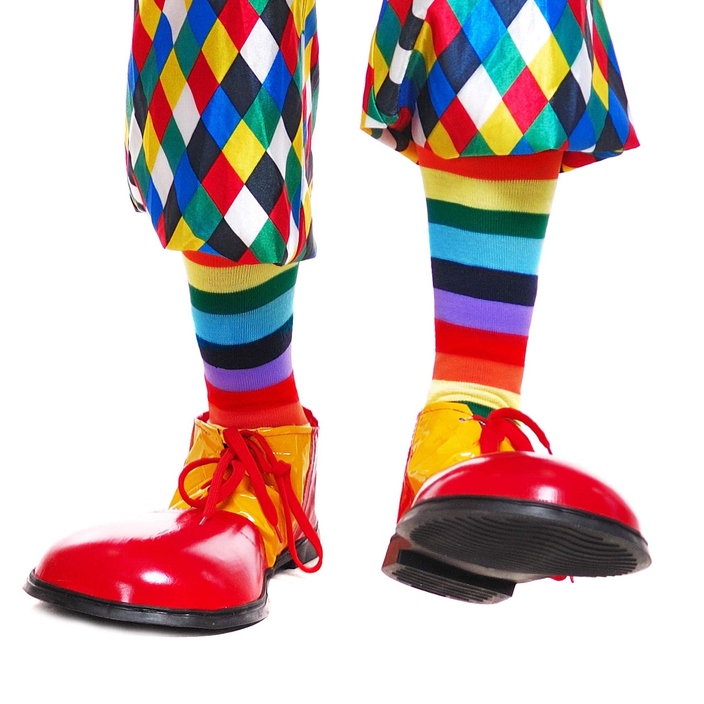 Skeleteen Colorful Rainbow Striped Over-the-Knee Socks | Clown Costume Stockings for All Ages