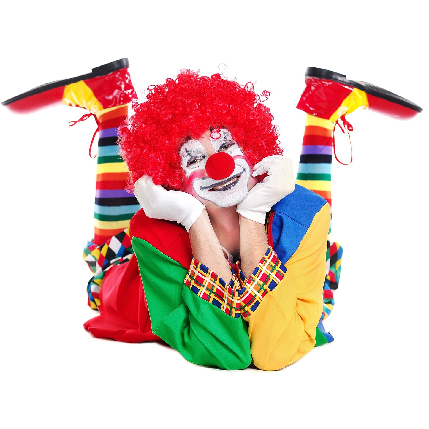 Skeleteen Colorful Rainbow Striped Over-the-Knee Socks | Clown Costume Stockings for All Ages