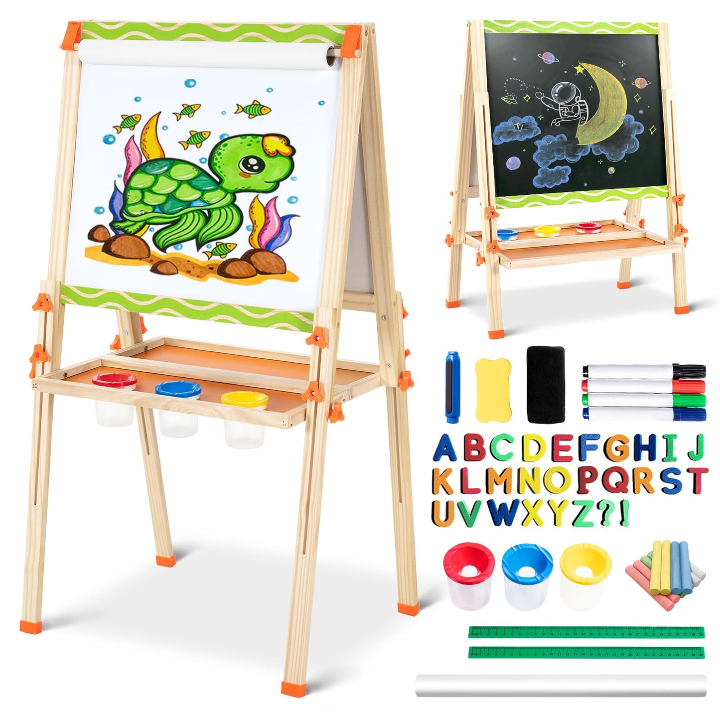 SketchNest Wooden Kids Easel – Double-Sided, Adjustable & Quick-Fold