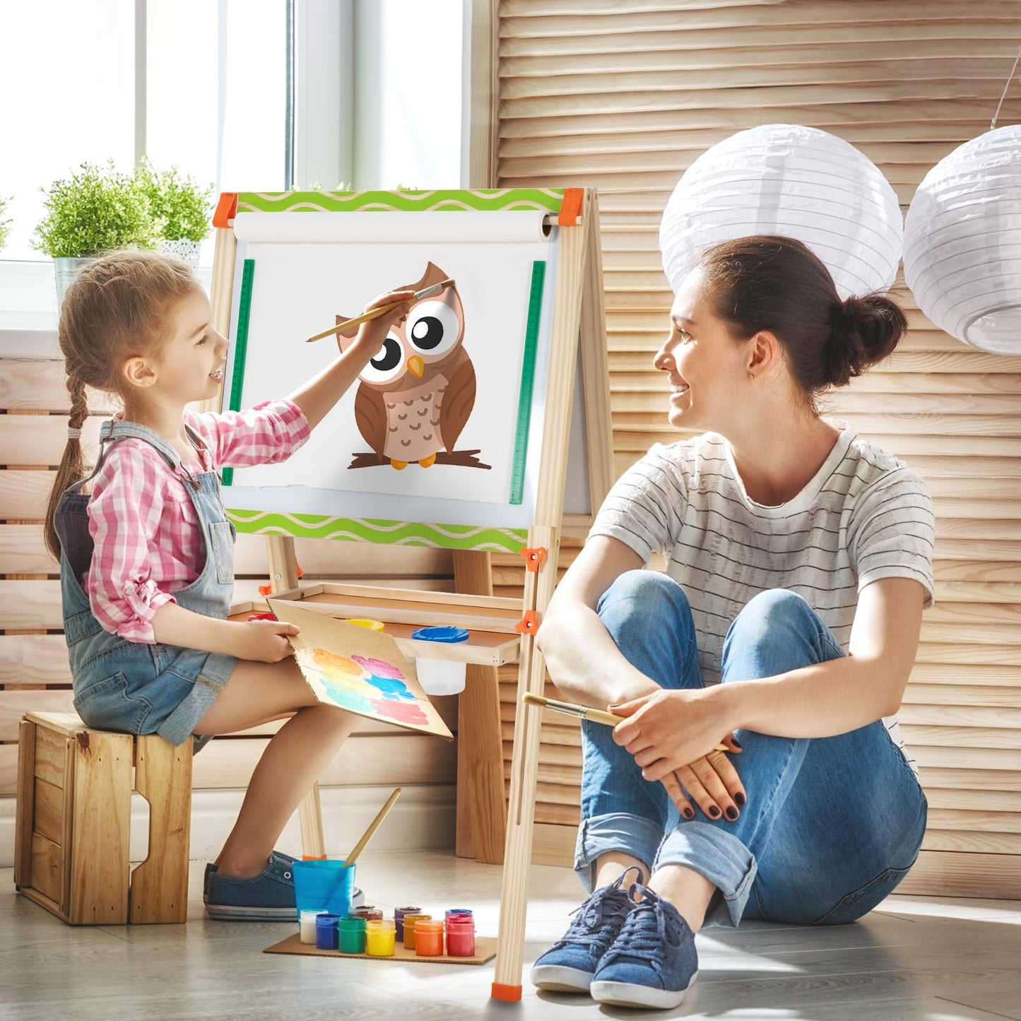 SketchNest Wooden Kids Easel – Double-Sided, Adjustable & Quick-Fold