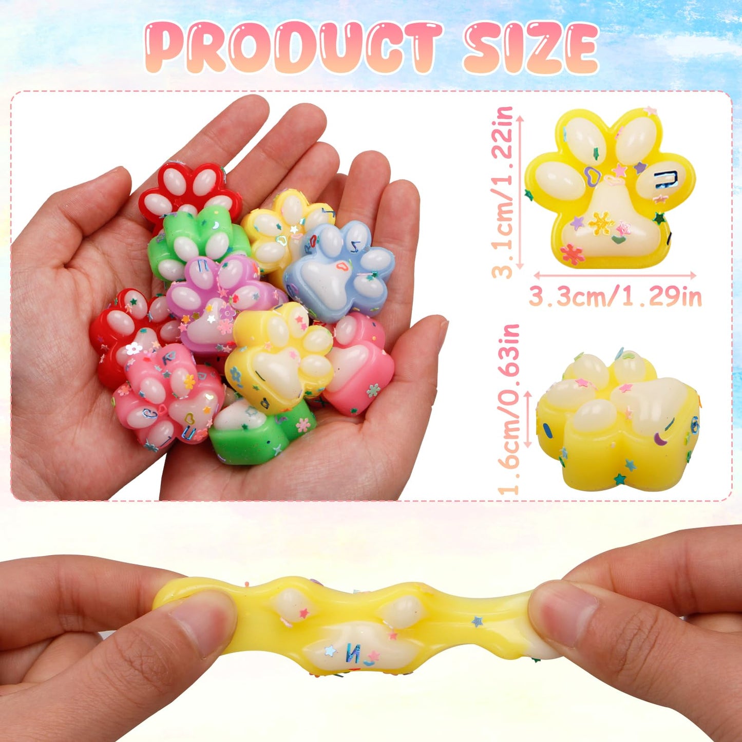 Sketsia Stress Relief Cat Paw Toys - 24Pack Mini Squeeze Fidget Toys