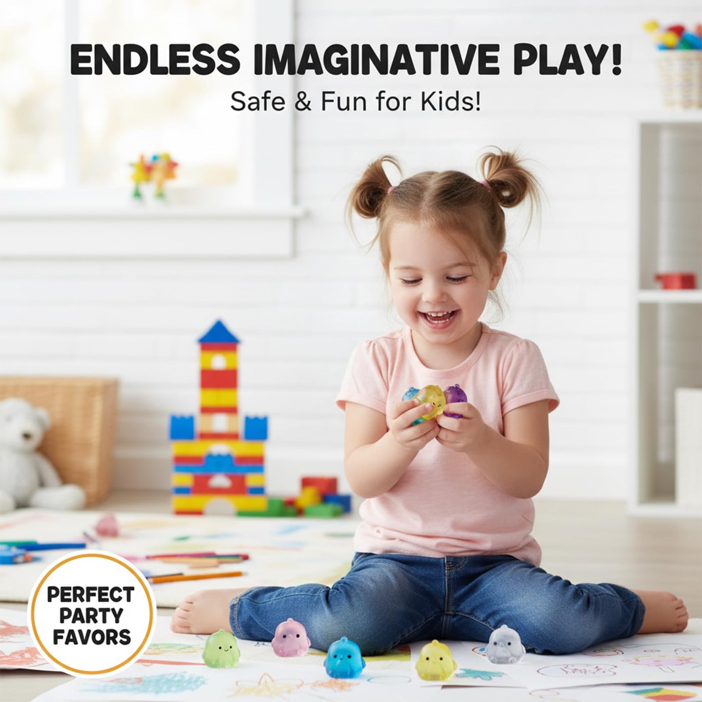 Sketsia Mini Chick Sensory Fidget Toys – 24 Pack Squeeze Squishies for Kids & Adults