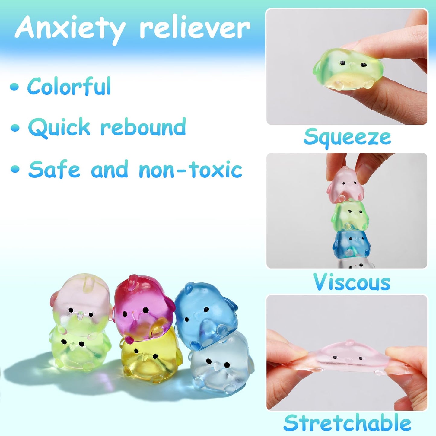 Sketsia Mini Chick Sensory Fidget Toys – 24 Pack Squeeze Squishies for Kids & Adults