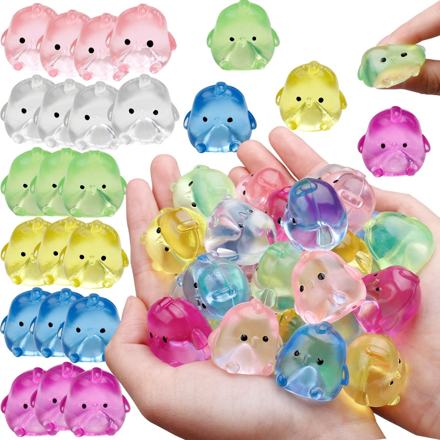 Sketsia Mini Chick Sensory Fidget Toys – 24 Pack Squeeze Squishies for Kids & Adults