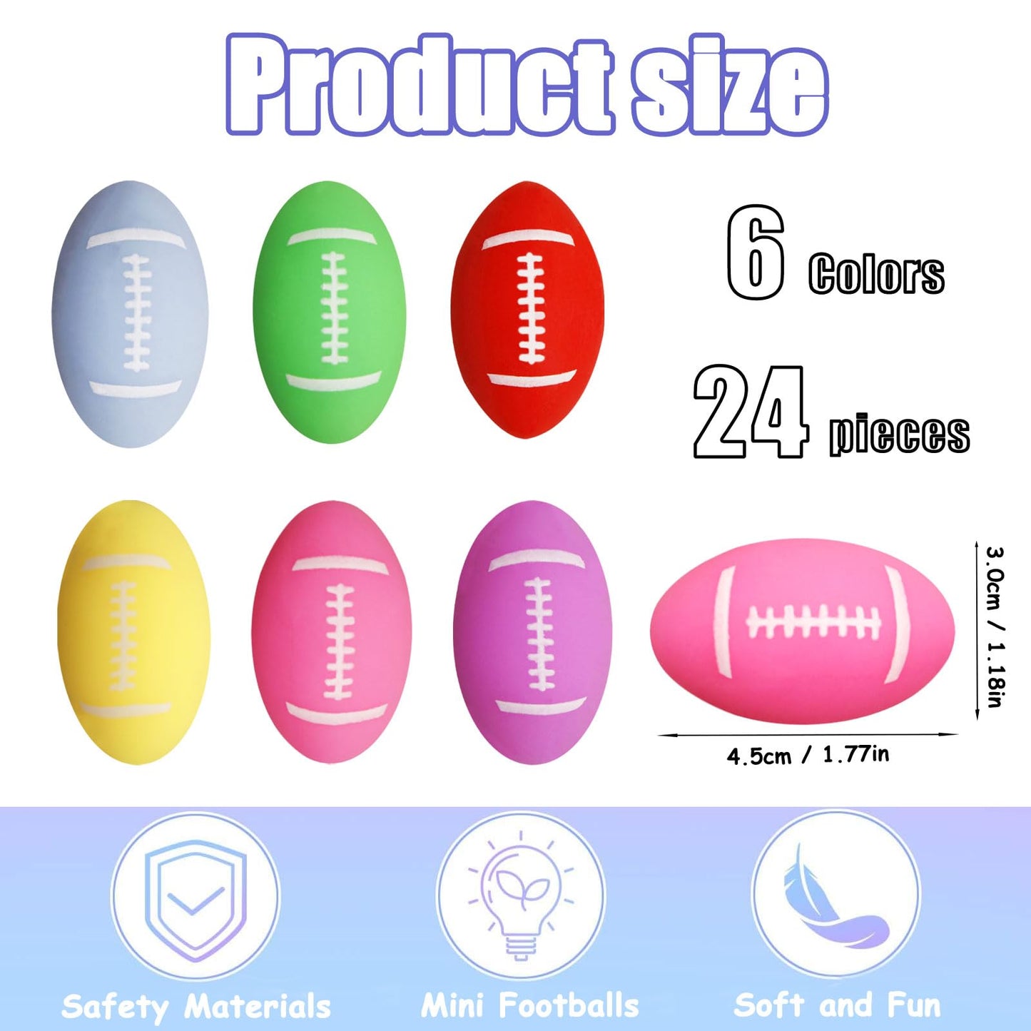 Sketsia 24-Pack Mini Football Stress Balls – Squishy Fidget Toys for Kids