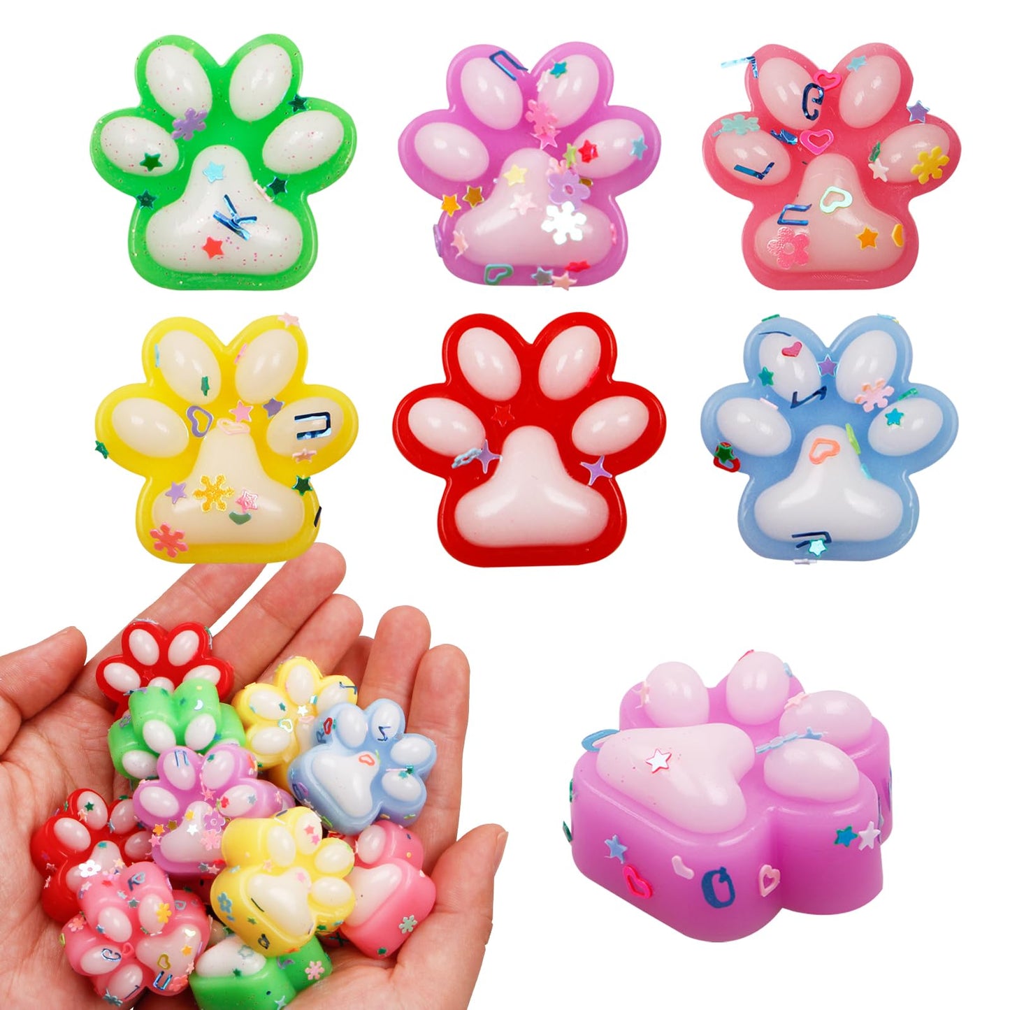 Sketsia Stress Relief Cat Paw Toys - 24Pack Mini Squeeze Fidget Toys
