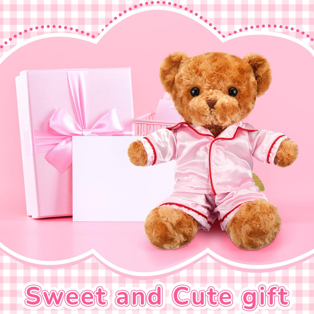 Skicuff 2-Piece Bear Clothes Outfit for 12-16 Inch Plush Bears – Pink Pajamas