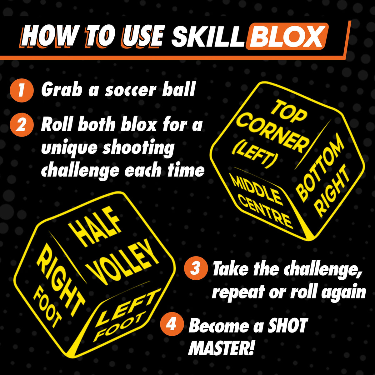 SKILL BLOX Soccer Shooting Training Dice (2 pcs) – Fun Backyard Drills