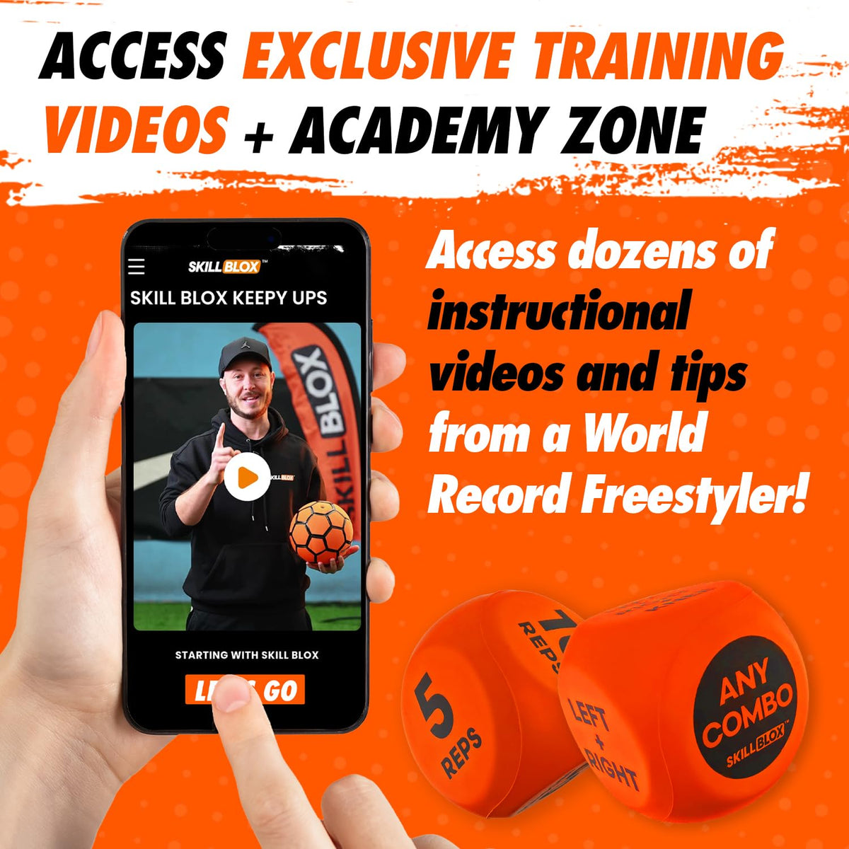 SKILL BLOX Soccer Kick Up Training Dice (2 pcs) – Portable Skill Challenges for Juggling