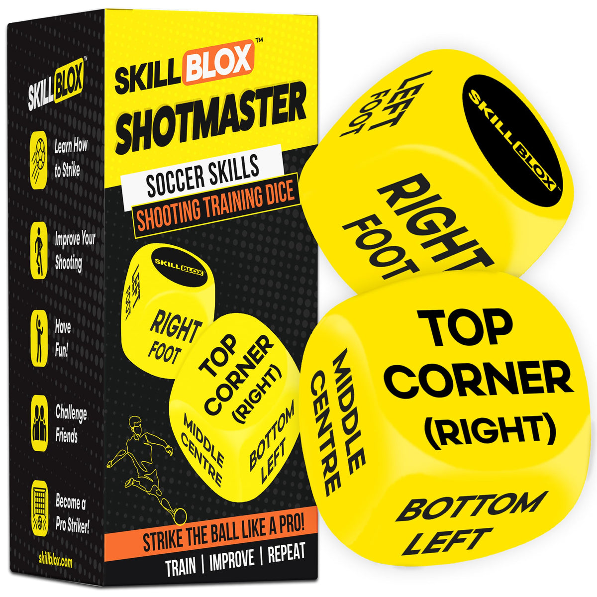 SKILL BLOX Soccer Shooting Training Dice (2 pcs) – Fun Backyard Drills