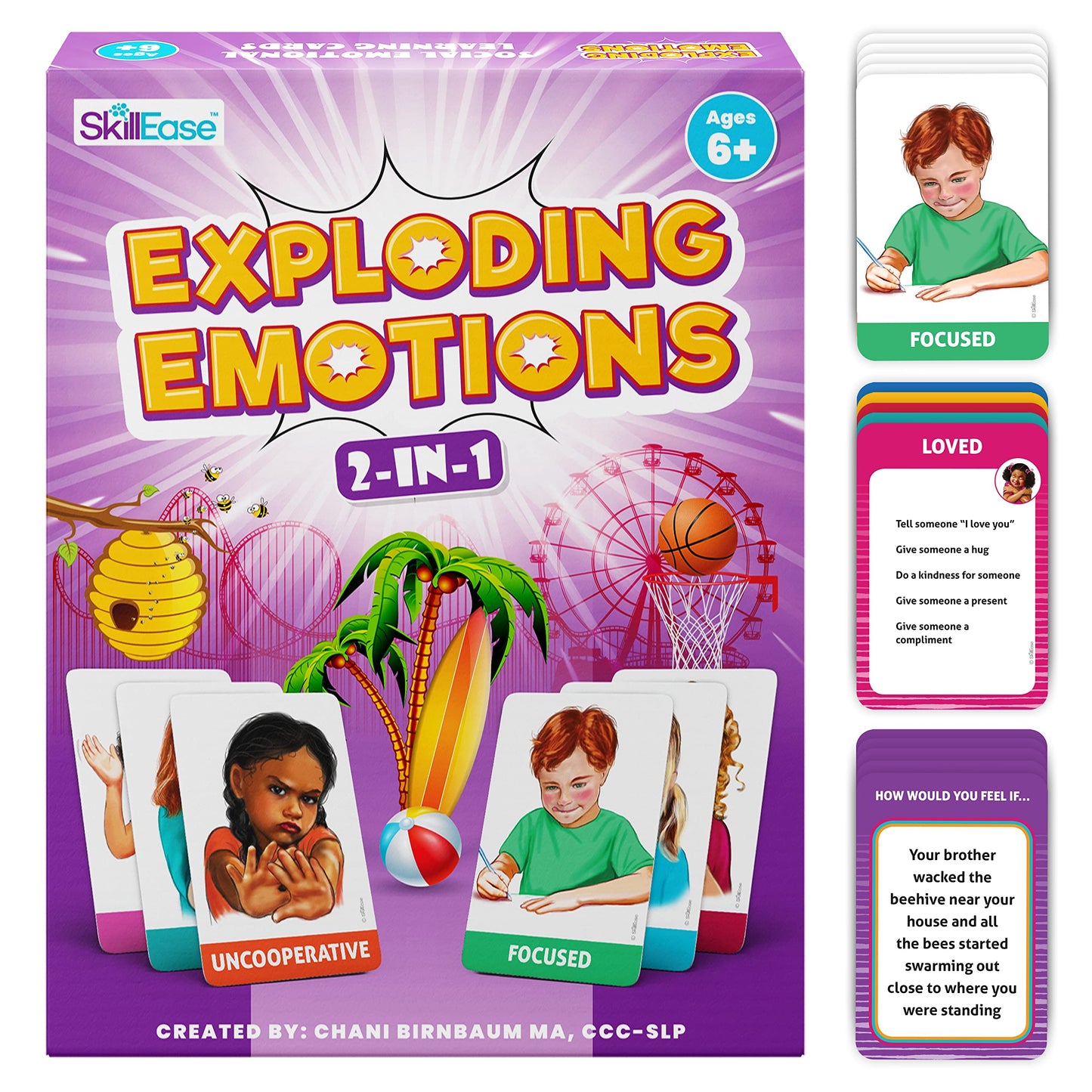 SkillEase Exploding Emotions: 2-in-1 Emotion Cards & Family Game for SEL