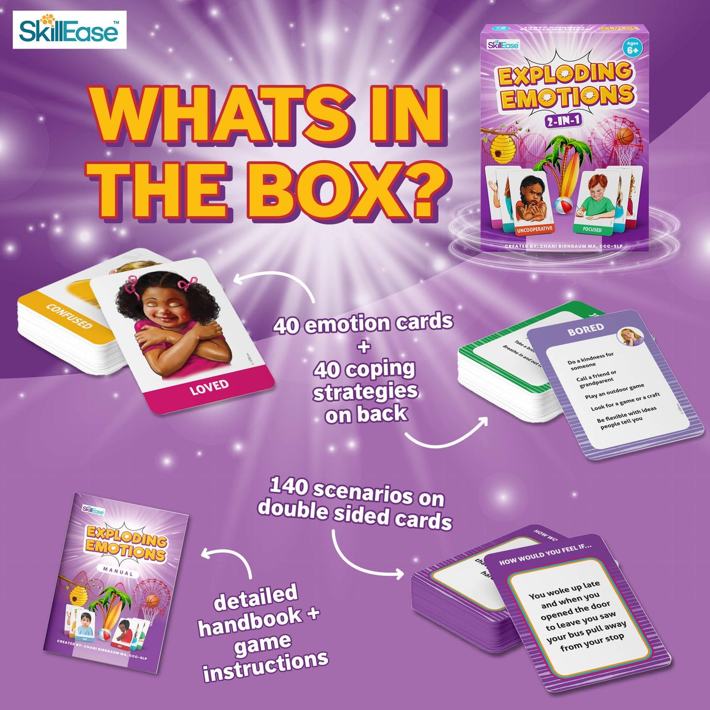 SkillEase Exploding Emotions: 2-in-1 Emotion Cards & Family Game for SEL