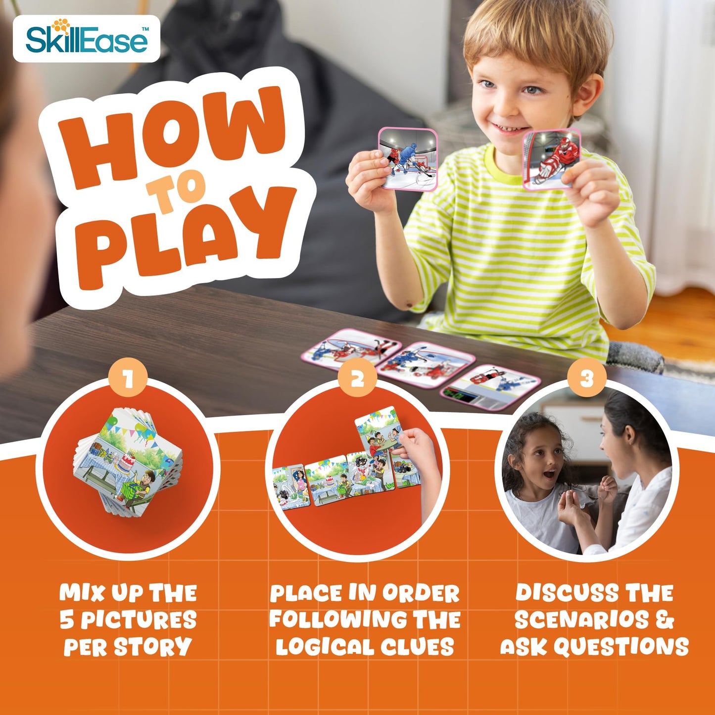 SkillEase Story Cues 2: Skilled Sequencing Cards for Speech Therapy & Social Skills