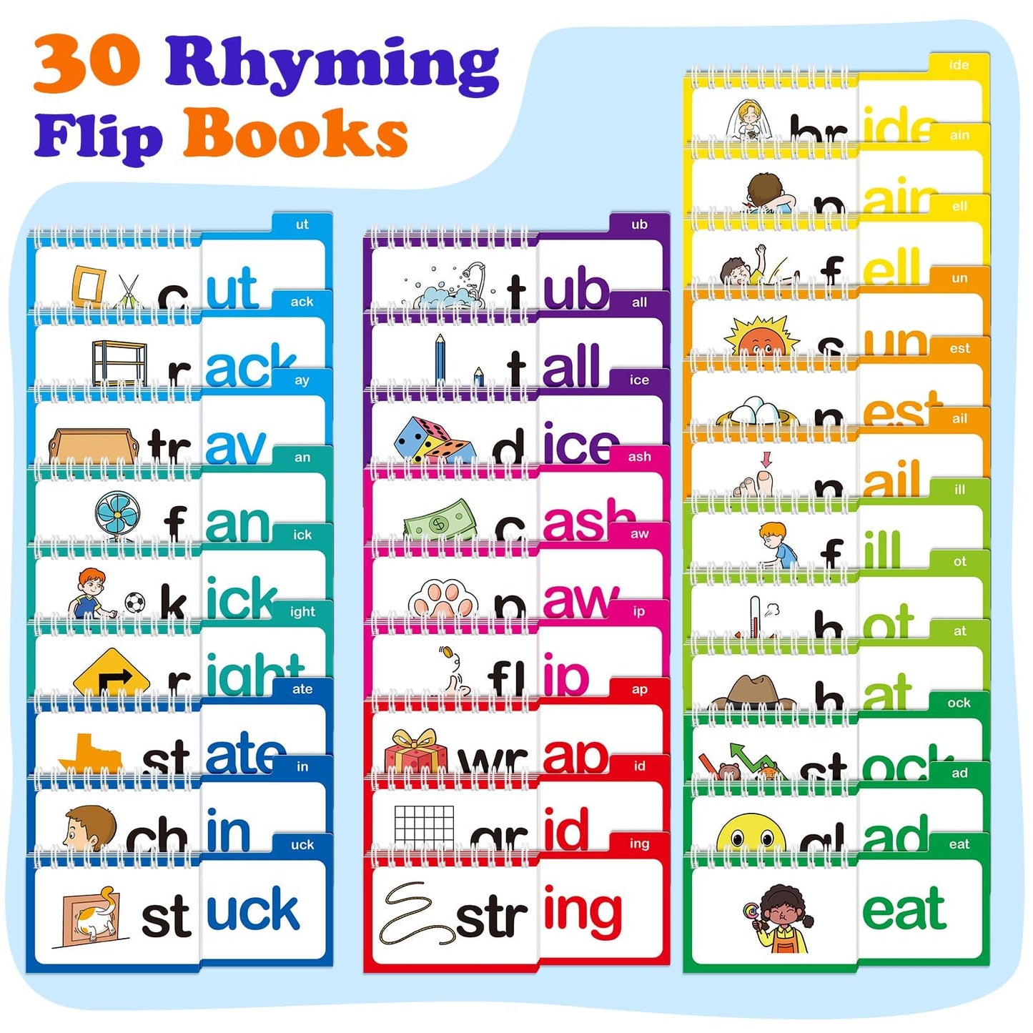 SkilLify Word Family Build Book – 30 Read & Rhyme Flip Books for Kids
