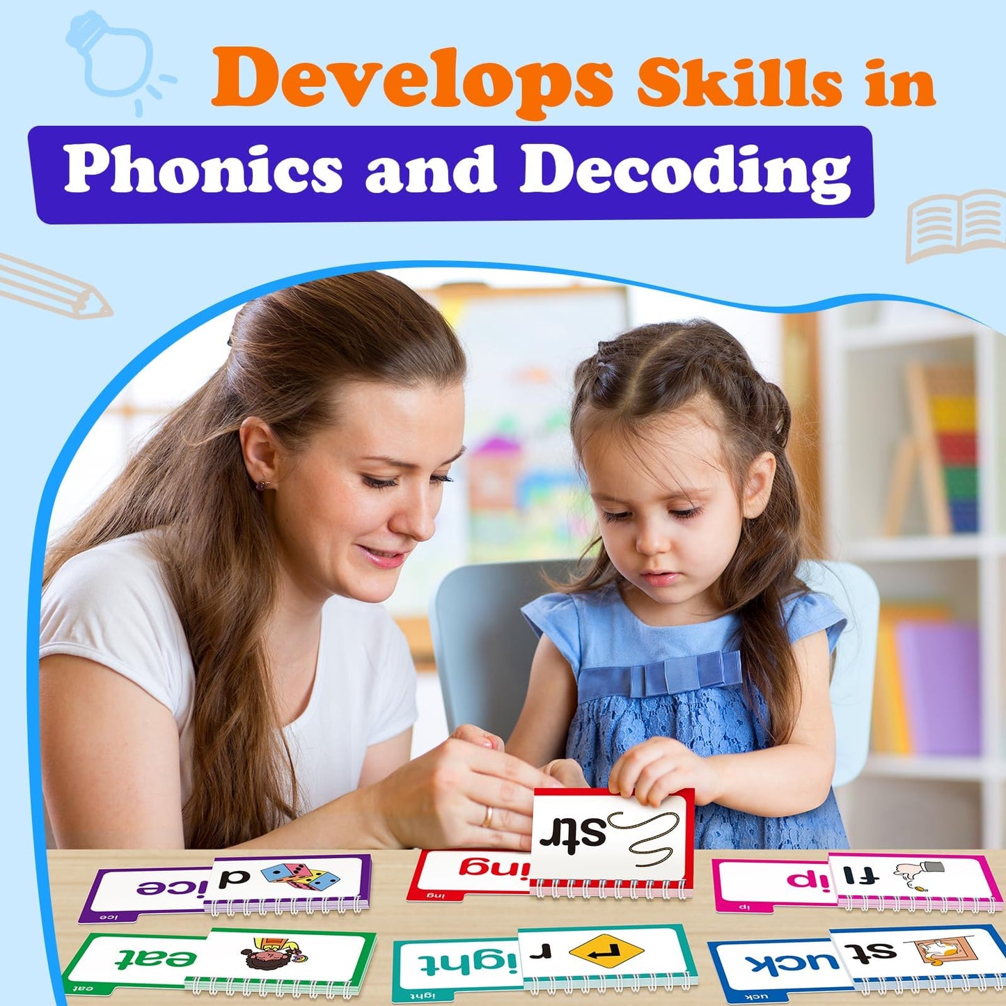 SkilLify Word Family Build Book – 30 Read & Rhyme Flip Books for Kids