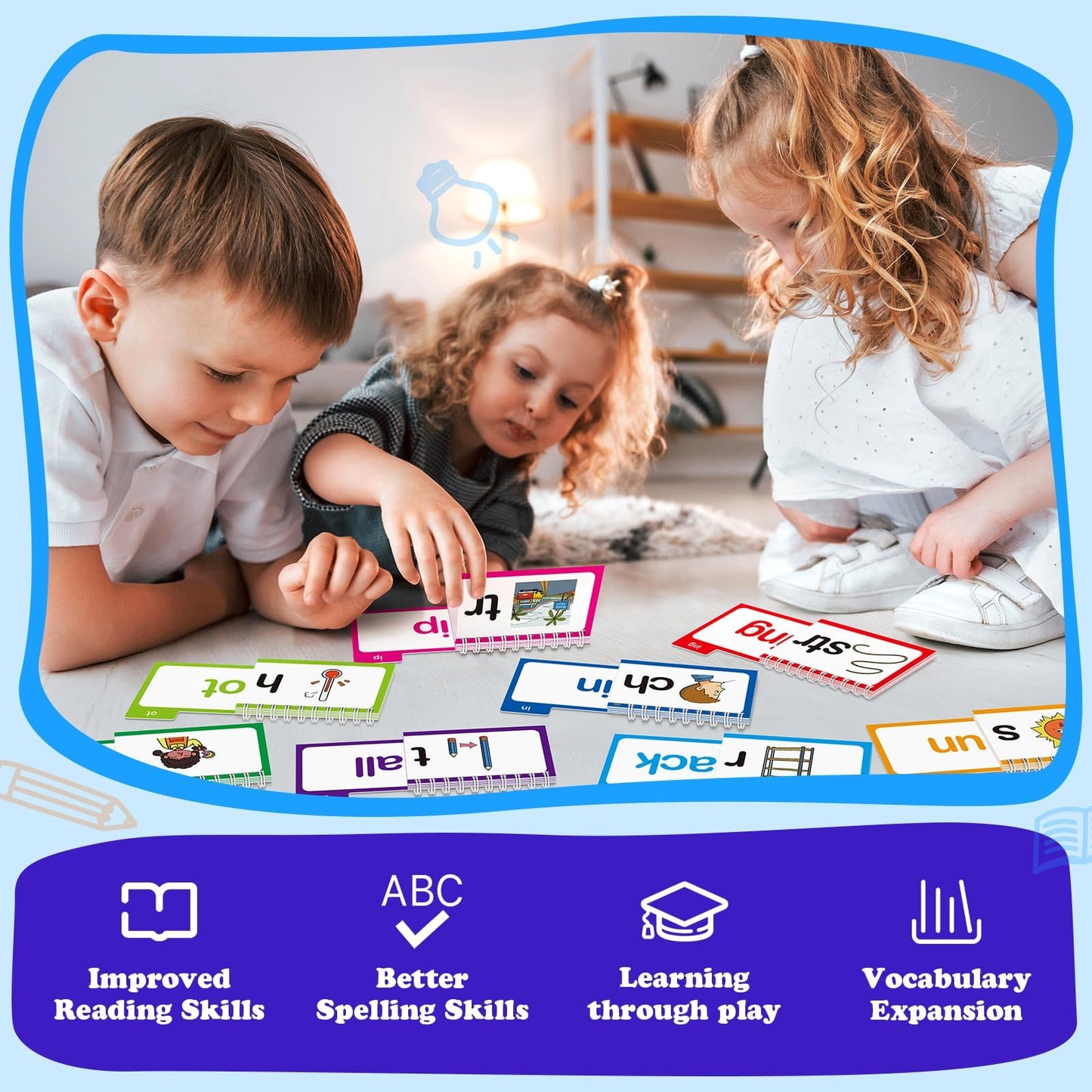 SkilLify Word Family Build Book – 30 Read & Rhyme Flip Books for Kids