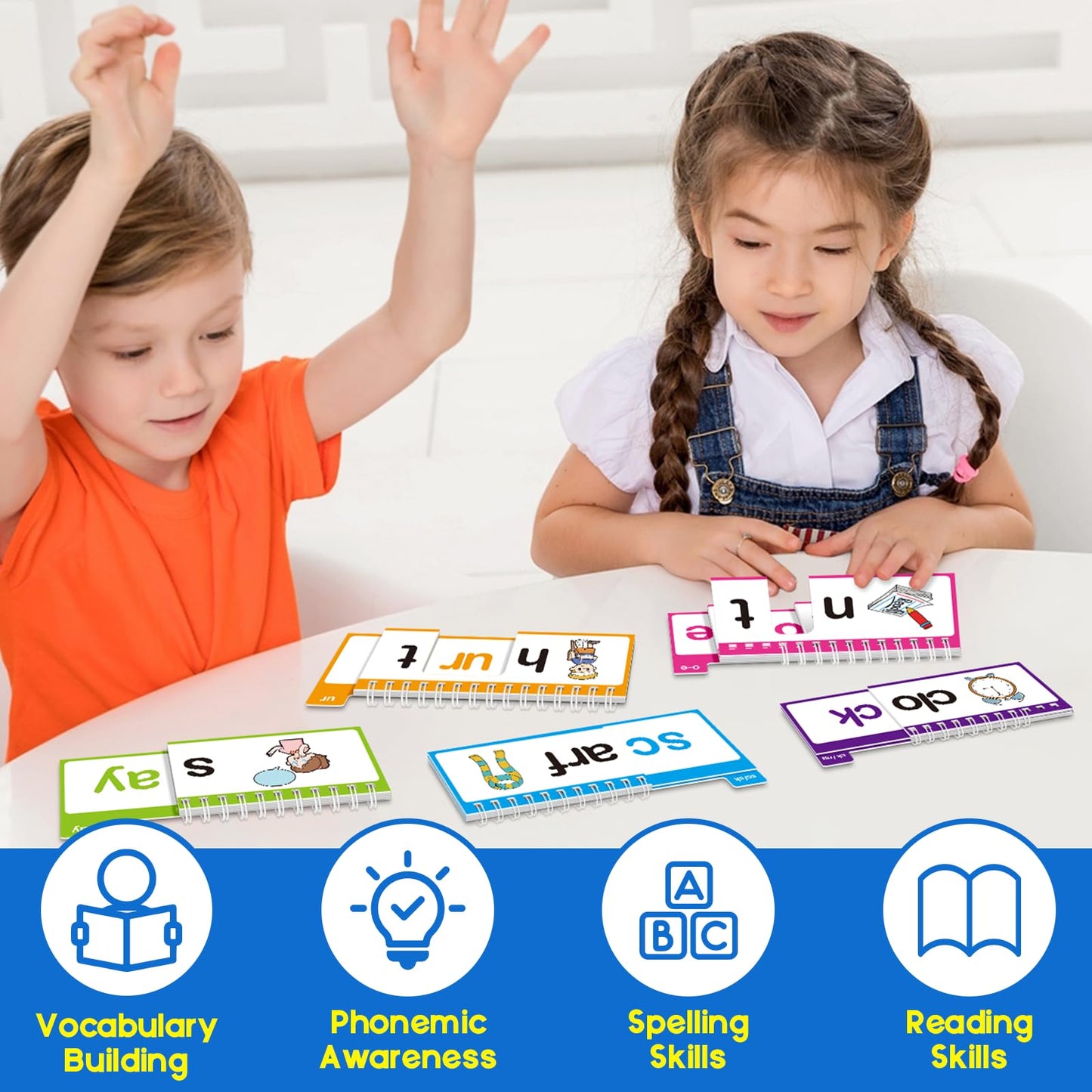 SkilLify Word Family Build Book – 40 Read & Rhyme Flip Books for Phonics & Sight Words