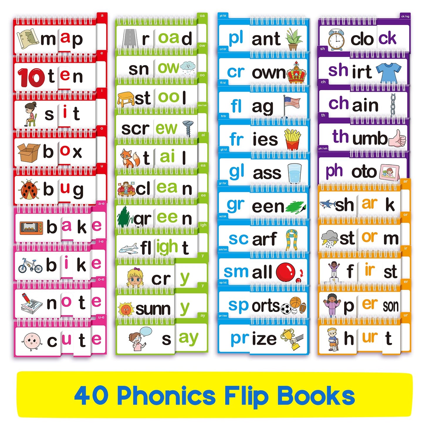 SkilLify Word Family Build Book – 40 Read & Rhyme Flip Books for Phonics & Sight Words