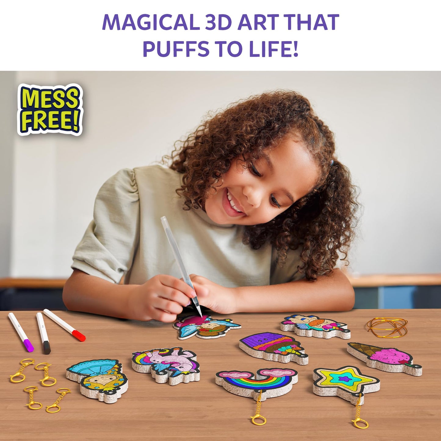 Skillmatics Aqua Puffs: 3D Puff Art Kit for Kids — Unicorns & Princesses, Mess-Free, Water-Activated Craft