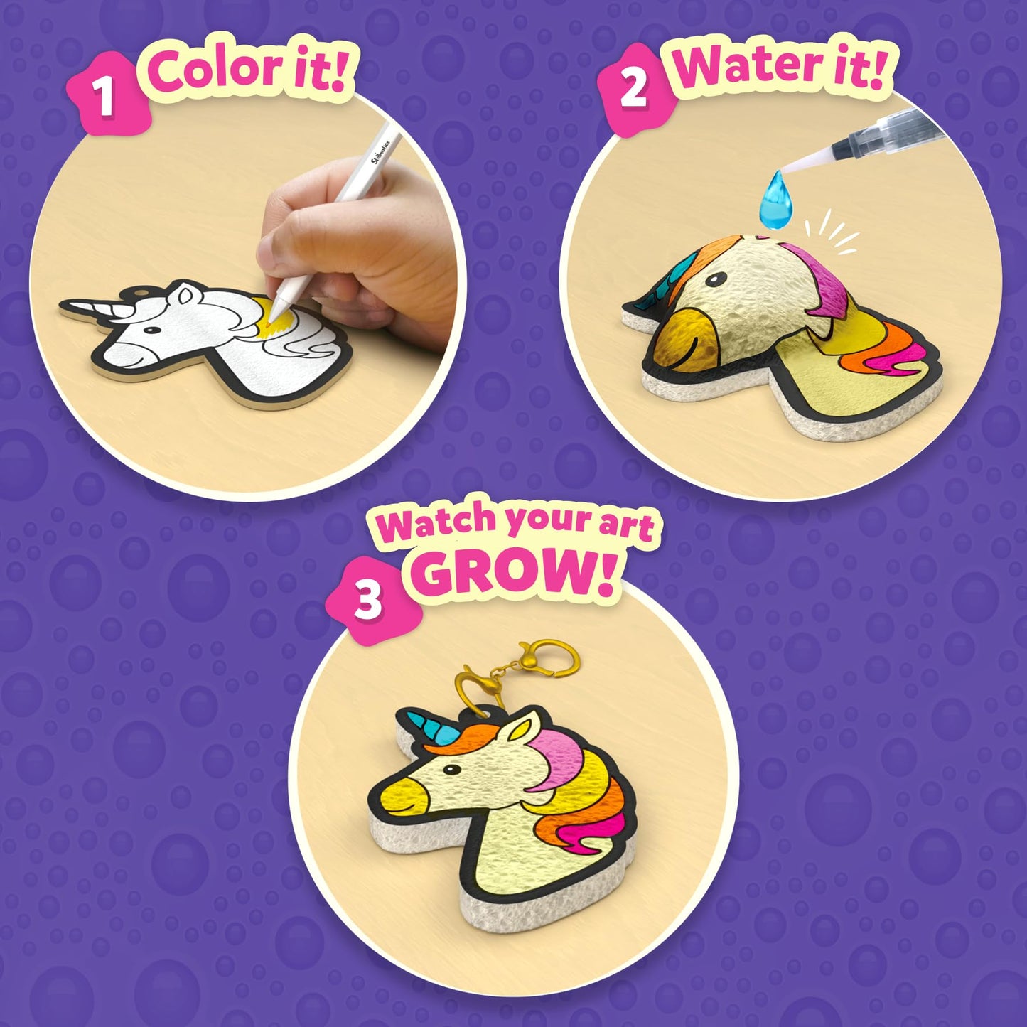 Skillmatics Aqua Puffs: 3D Puff Art Kit for Kids — Unicorns & Princesses, Mess-Free, Water-Activated Craft