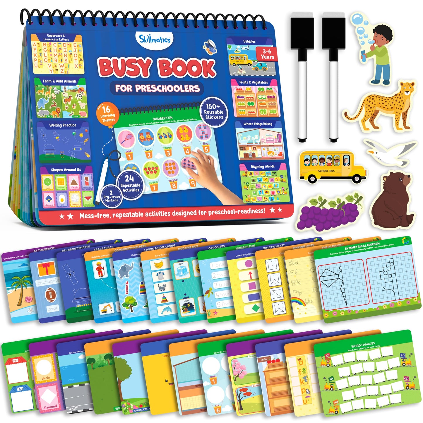Skillmatics Busy Book for Preschoolers – Mess-Free Learning with 150+ Reusable Stickers (Ages 3–6)