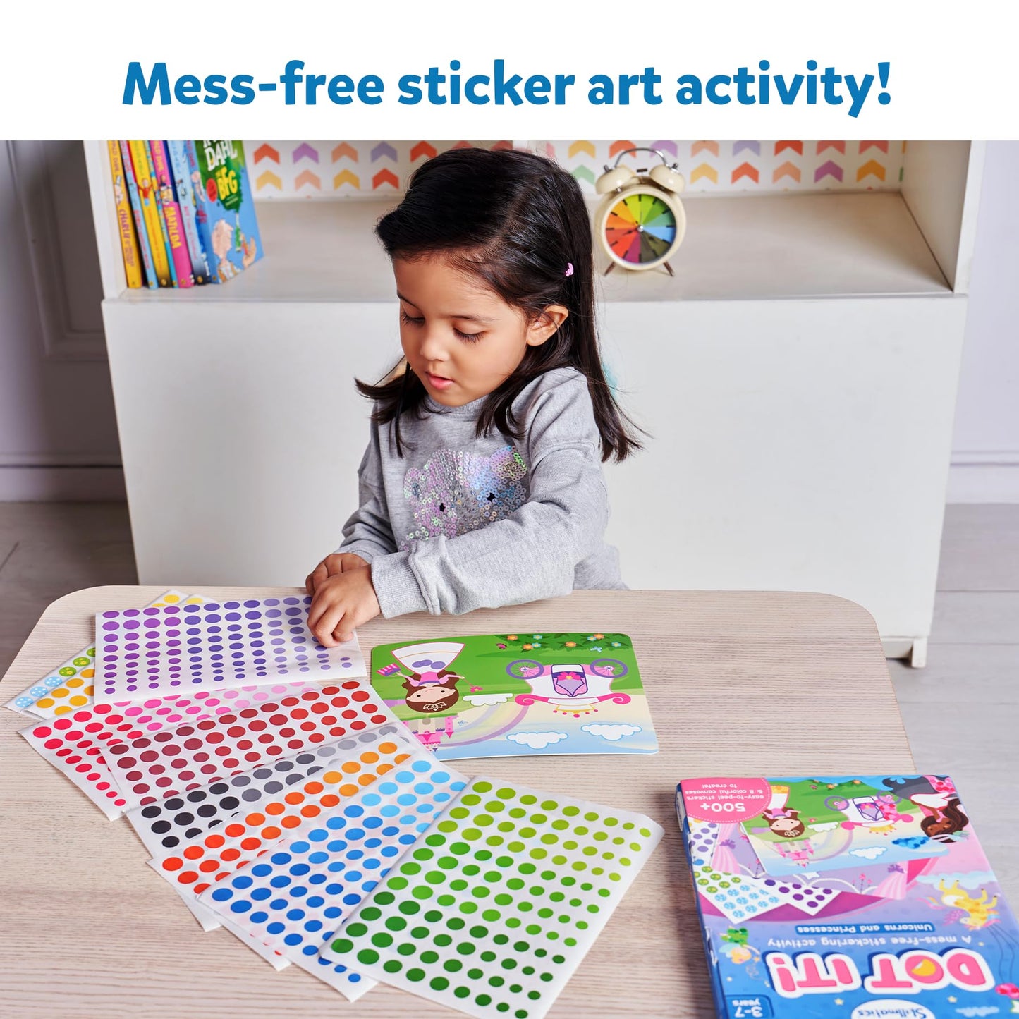 Skillmatics Dot It Sticker Art: Unicorns & Princesses – Mess-Free Craft Kit for Kids 3–7