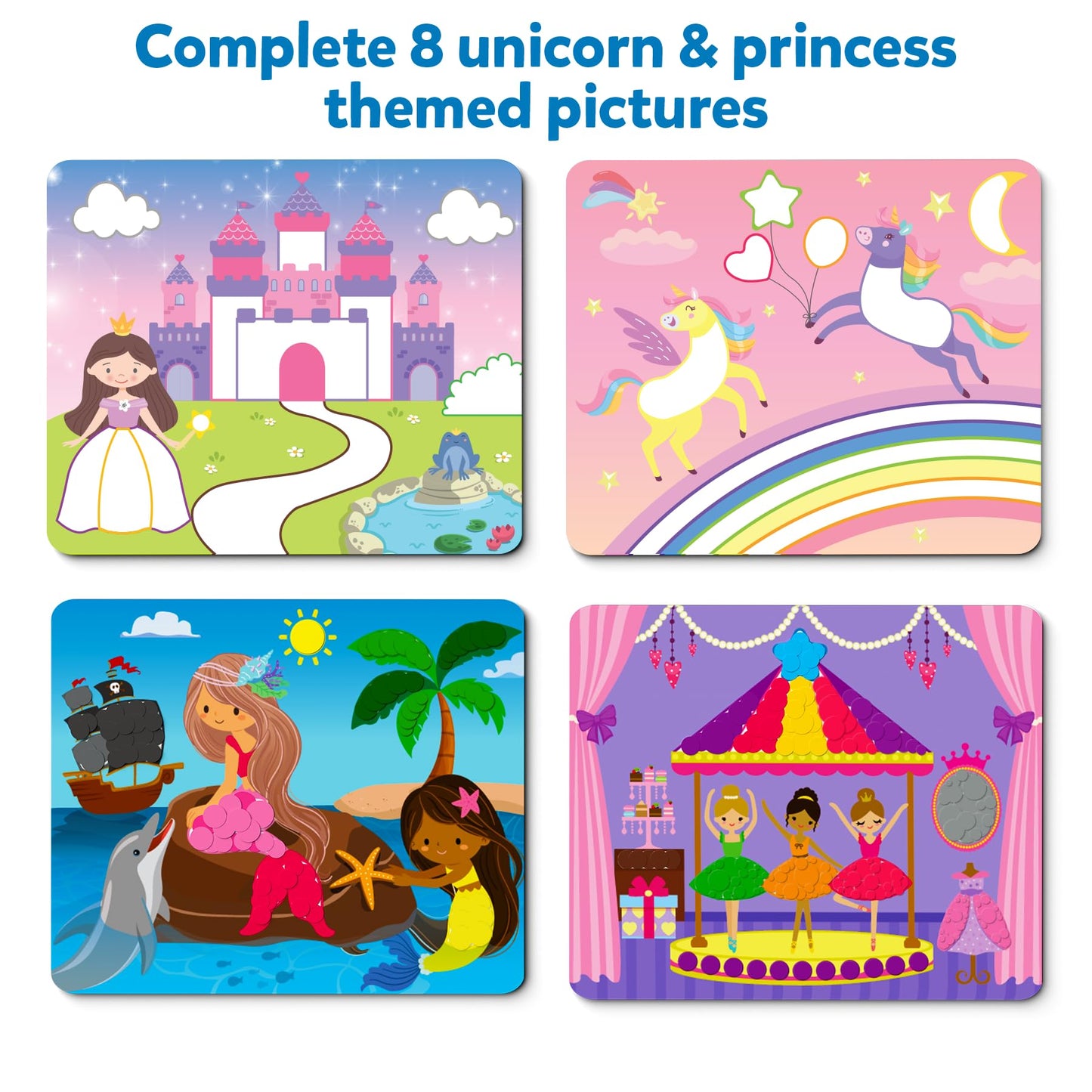 Skillmatics Dot It Sticker Art: Unicorns & Princesses – Mess-Free Craft Kit for Kids 3–7