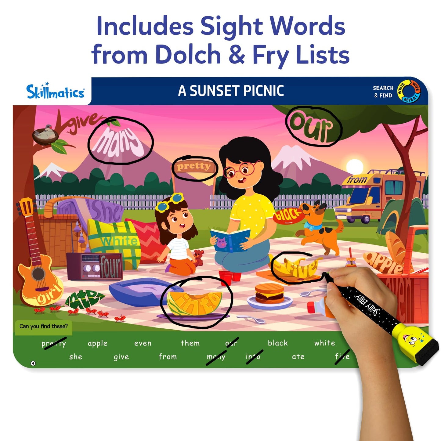 Skillmatics Search and Find Sight Words Game – Reusable Preschool Learning Activities