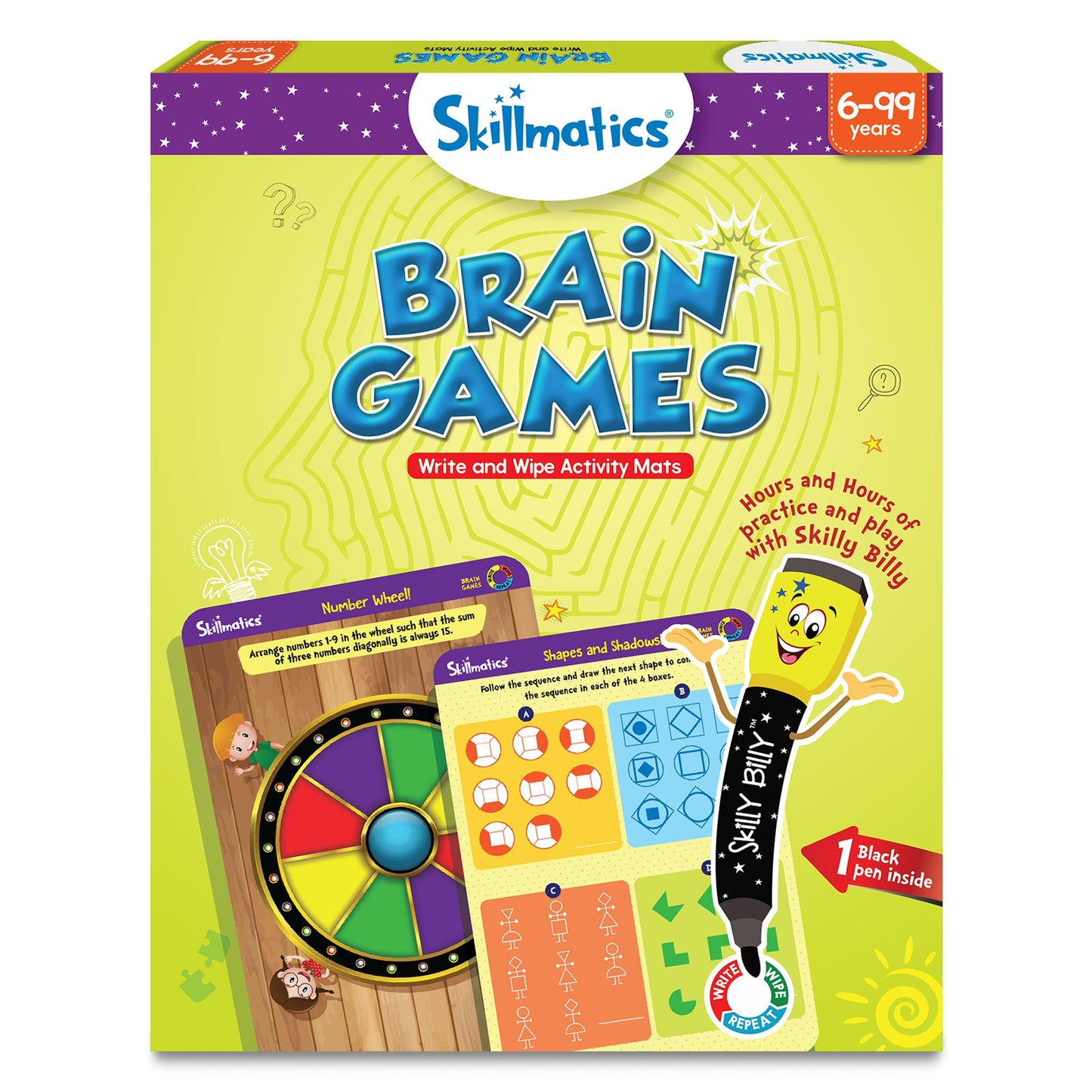 Skillmatics Educational Game: Brain Mats & Dry-Erase Markers for Kids 6–9