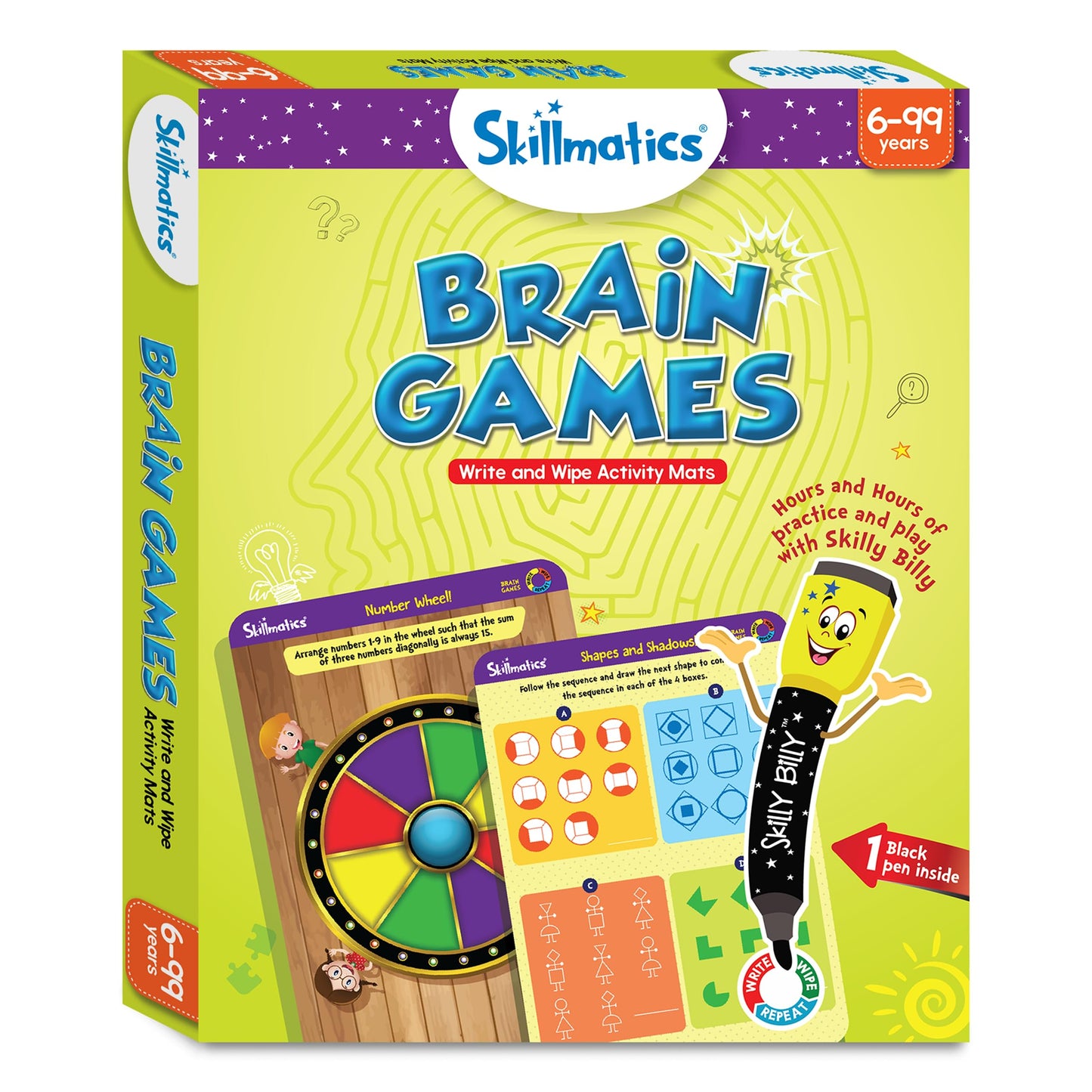 Skillmatics Educational Game: Brain Mats & Dry-Erase Markers for Kids 6–9