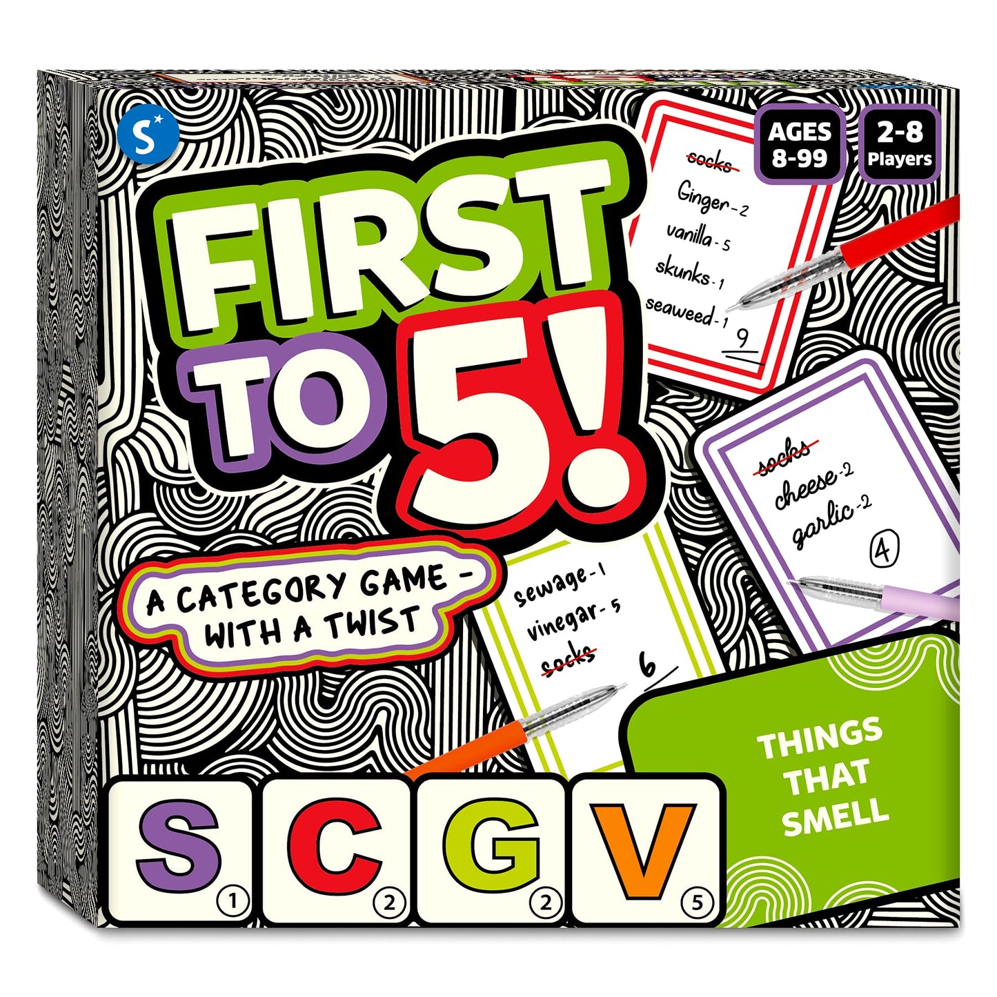 Skillmatics First to 5 — Fast-Paced Category Word Game for 2-8 Players
