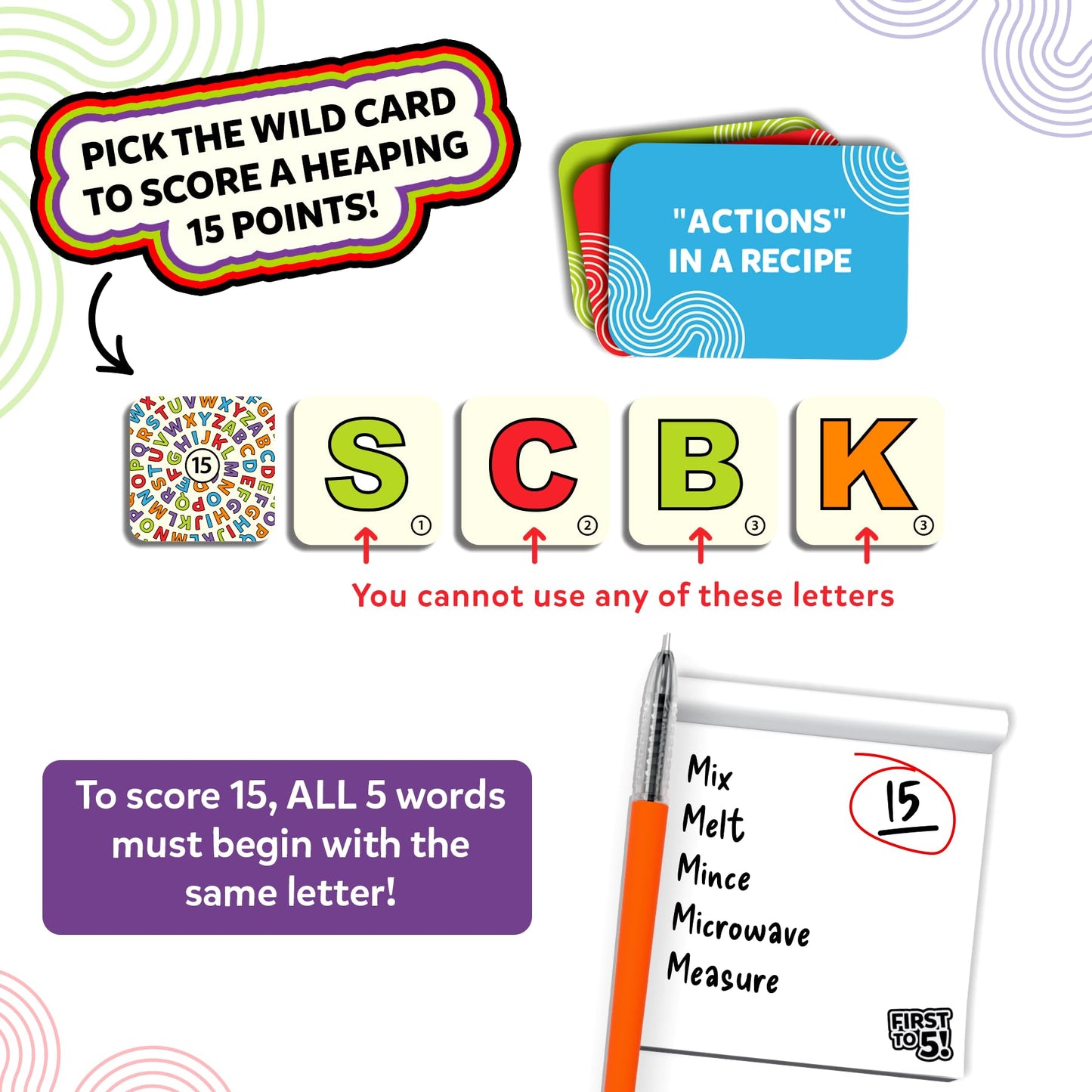 Skillmatics First to 5 — Fast-Paced Category Word Game for 2-8 Players