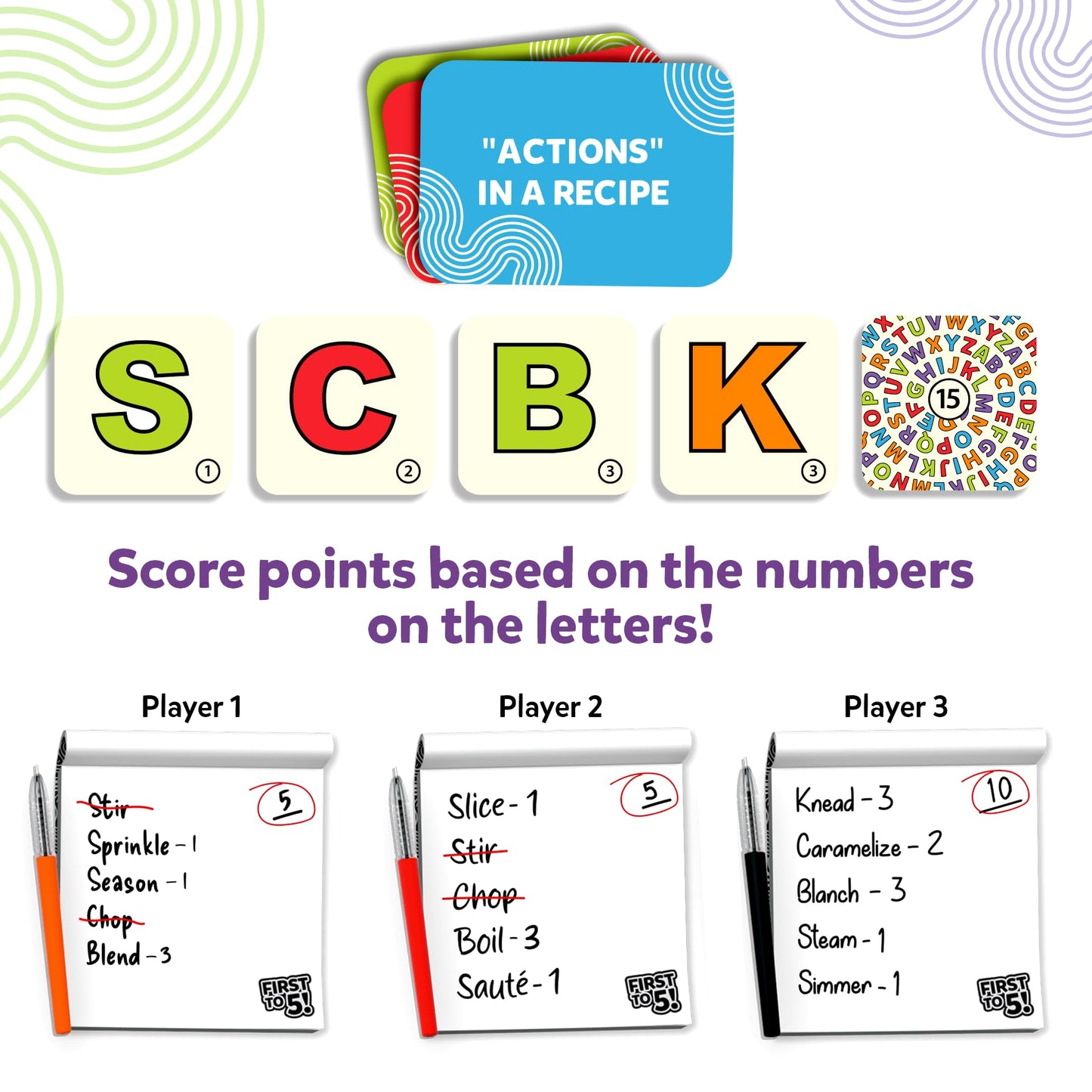 Skillmatics First to 5 — Fast-Paced Category Word Game for 2-8 Players