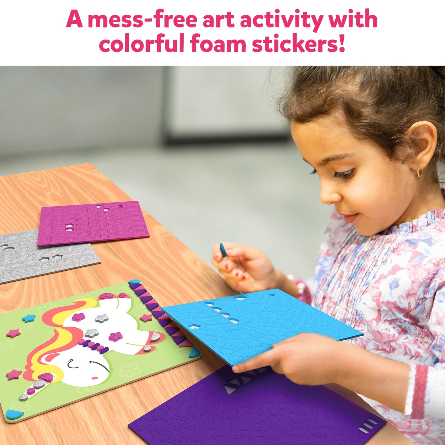 Skillmatics Foam Sticker Art Activity: Unicorns & Princesses, 800+ 3D Foam Stickers, Mess-Free Craft Kit for Kids 3-7